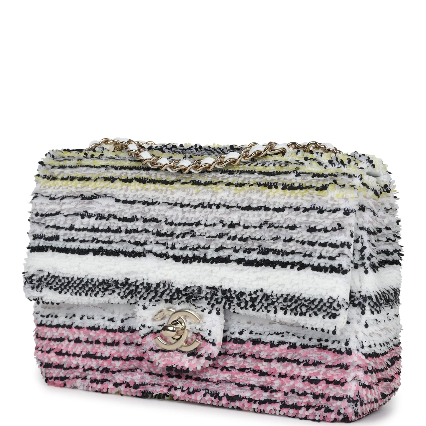 Chanel Mini Rectangular Flap White Multicolor Sequin Light Gold Hardware - Bob Flawless Skincare 