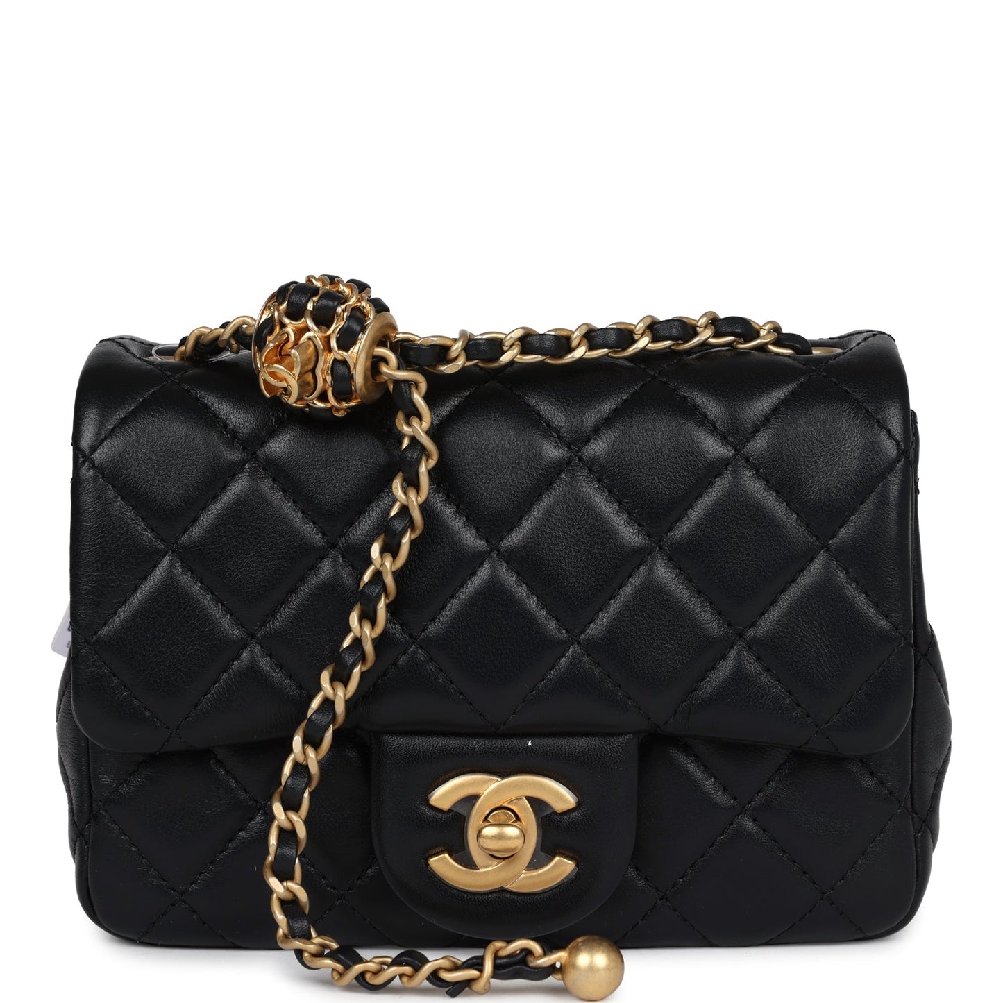 Chanel Mini Square Pearl Crush Flap Bag Black Lambskin Anitque Gold Hardware - Bob Flawless Skincare 