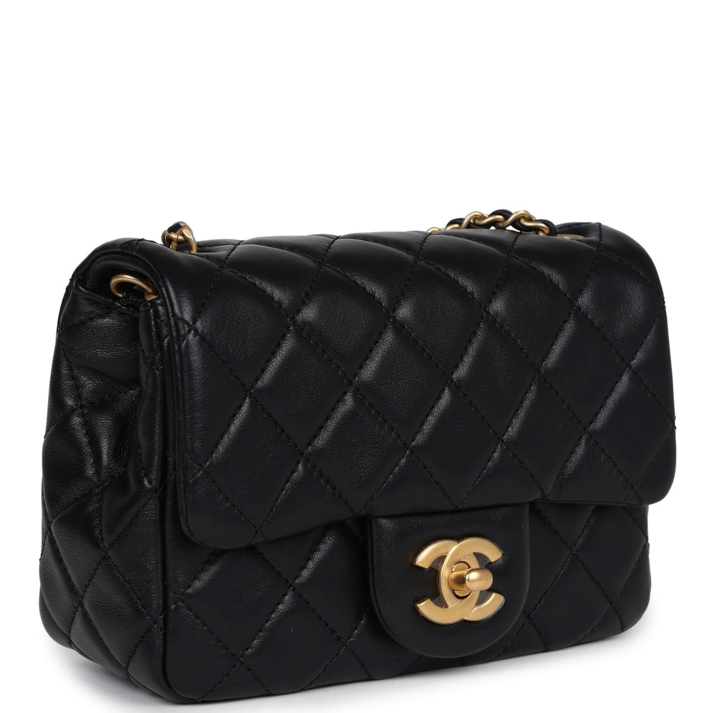 Chanel Mini Square Pearl Crush Flap Bag Black Lambskin Anitque Gold Hardware - Bob Flawless Skincare 