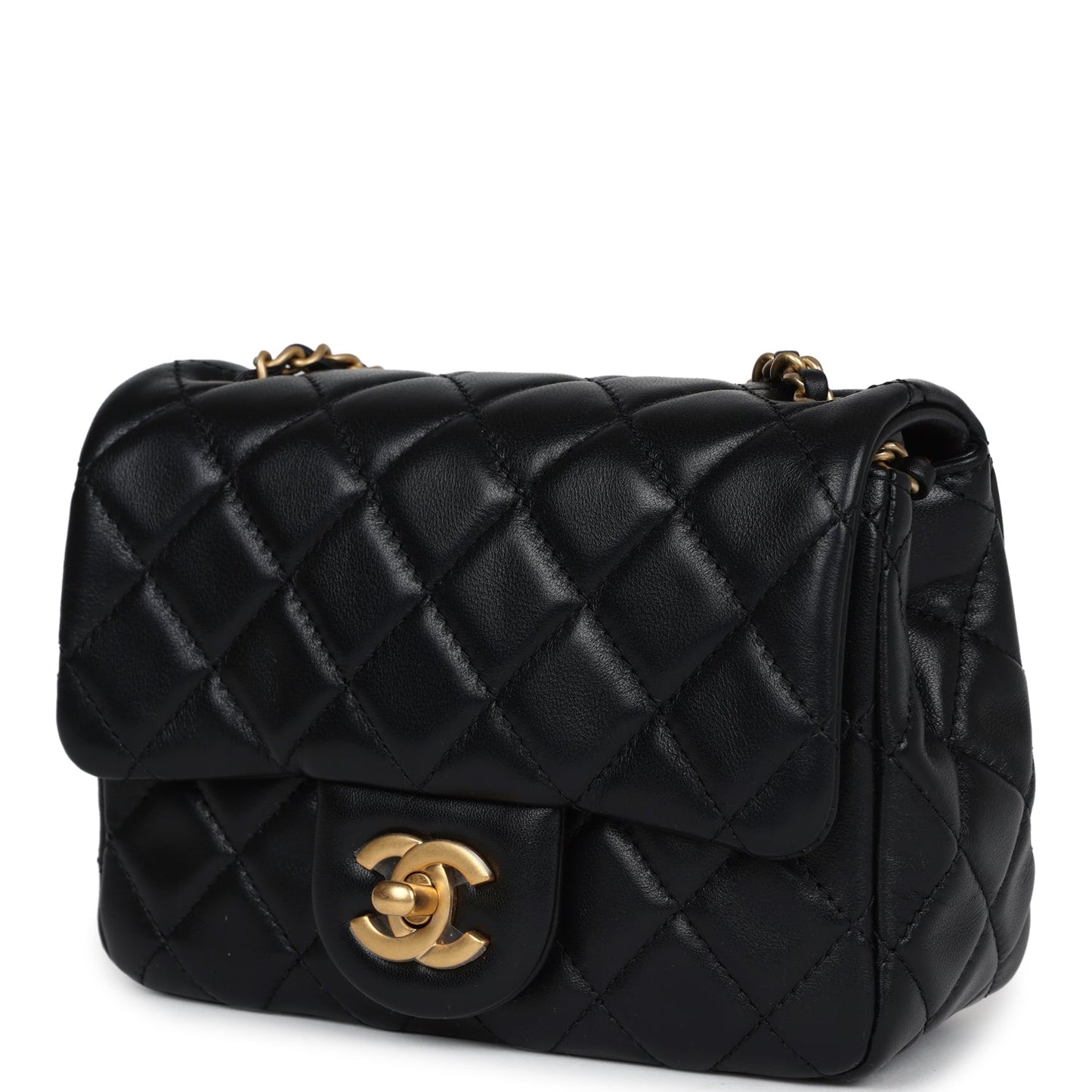 Chanel Mini Square Pearl Crush Flap Bag Black Lambskin Anitque Gold Hardware - Bob Flawless Skincare 