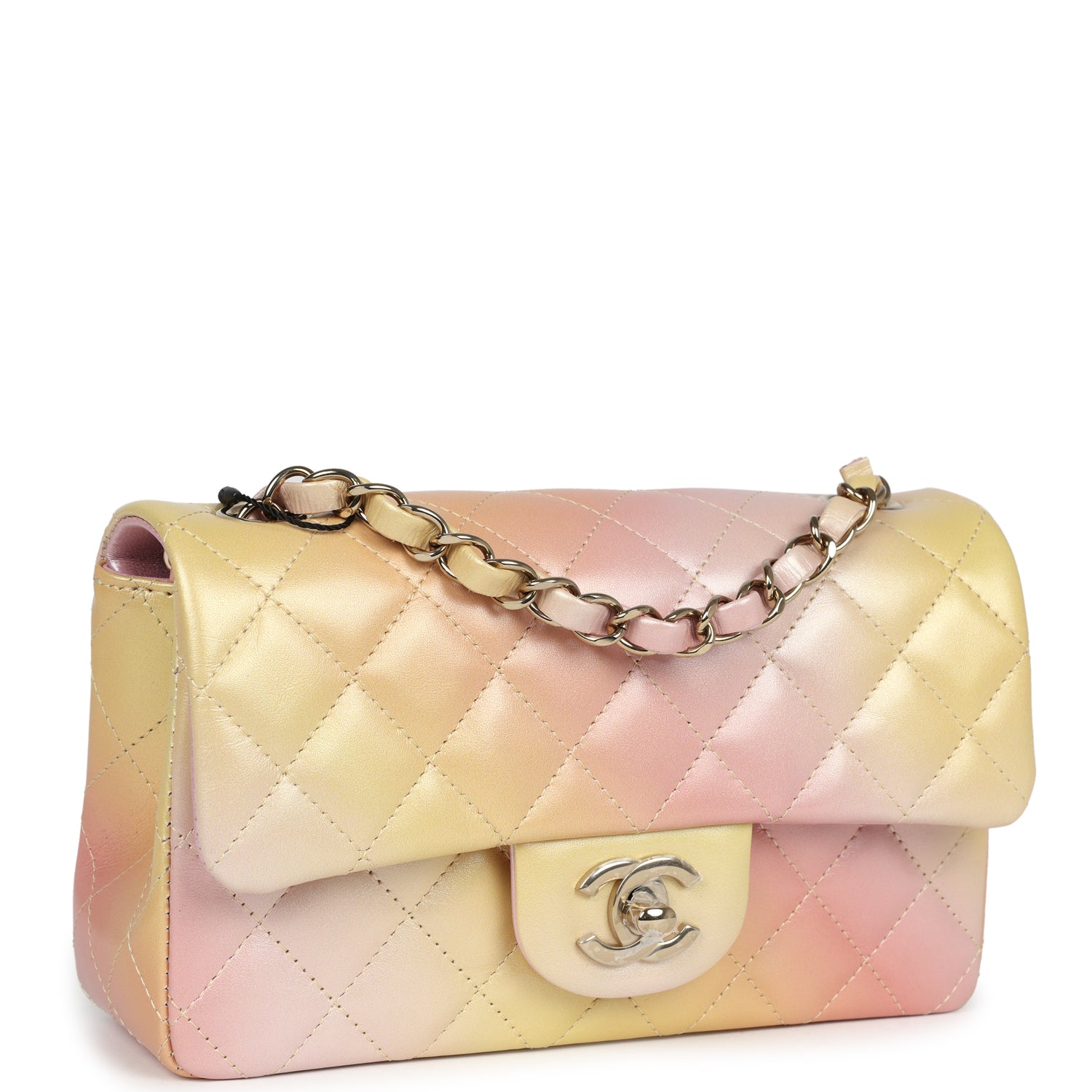 Chanel Mini Rectangular Flap Bag Iridescent Ombre Lambskin Light Gold Hardware - Bob Flawless Skincare 