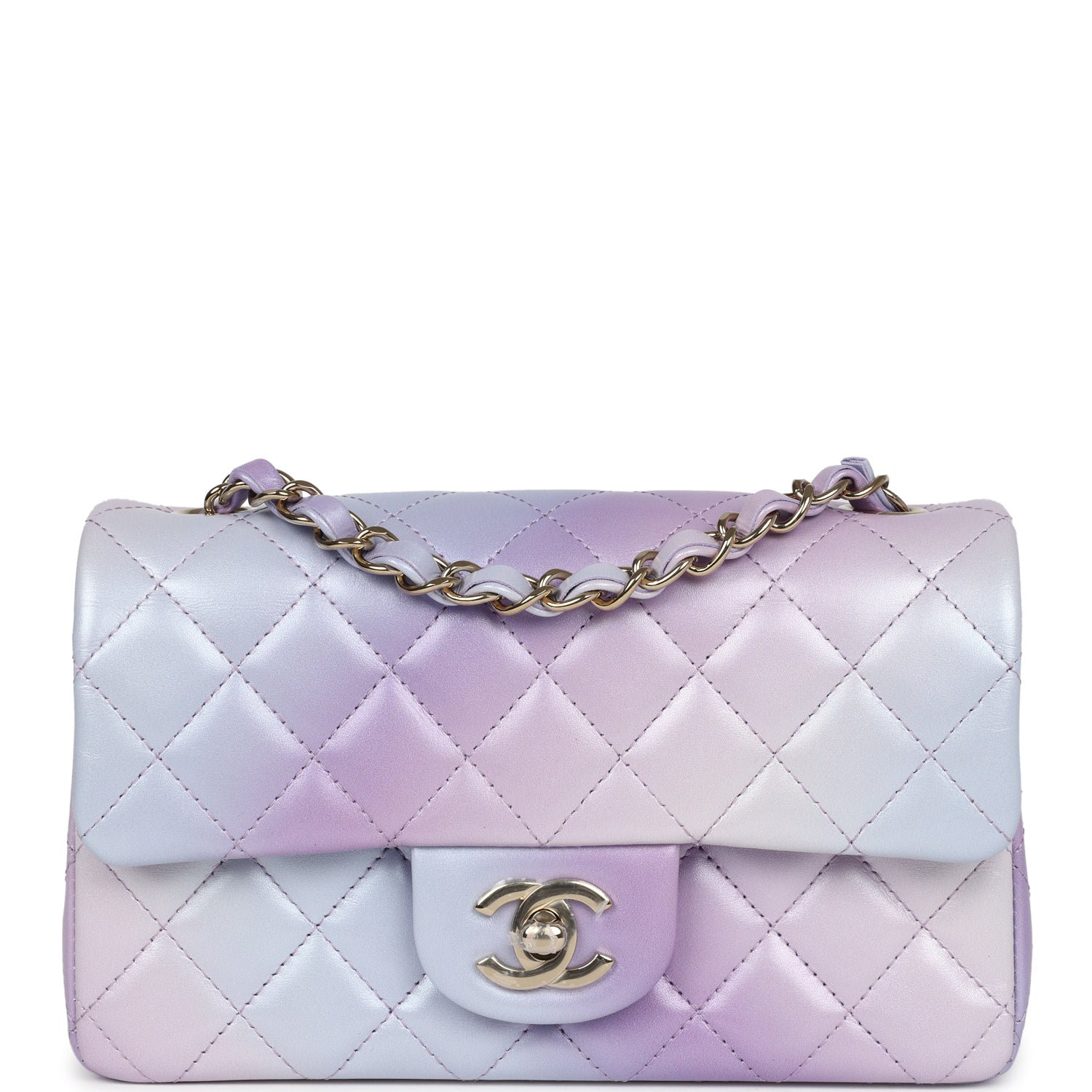 Chanel Mini Rectangular Flap Bag Purple Ombre Lambskin Light Gold Hardware - Bob Flawless Skincare 