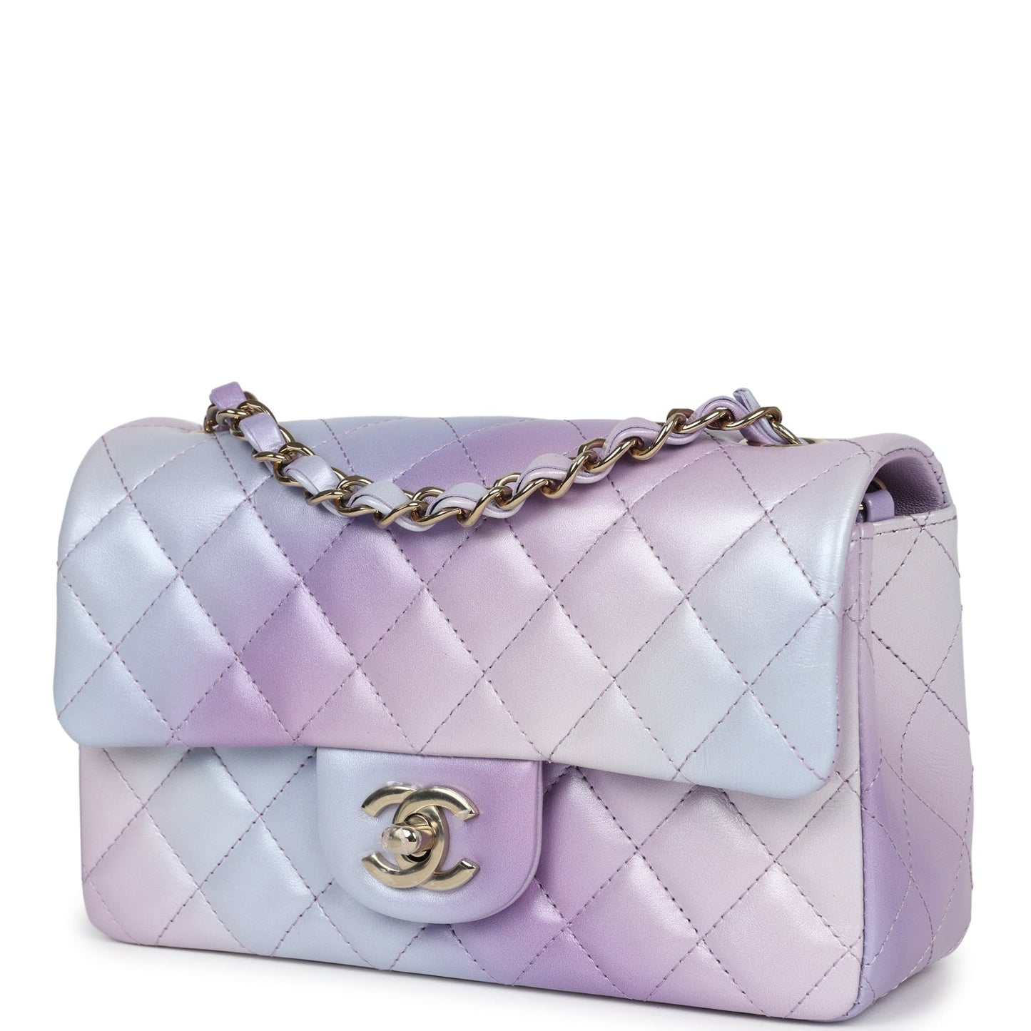 Chanel Mini Rectangular Flap Bag Purple Ombre Lambskin Light Gold Hardware - Bob Flawless Skincare 