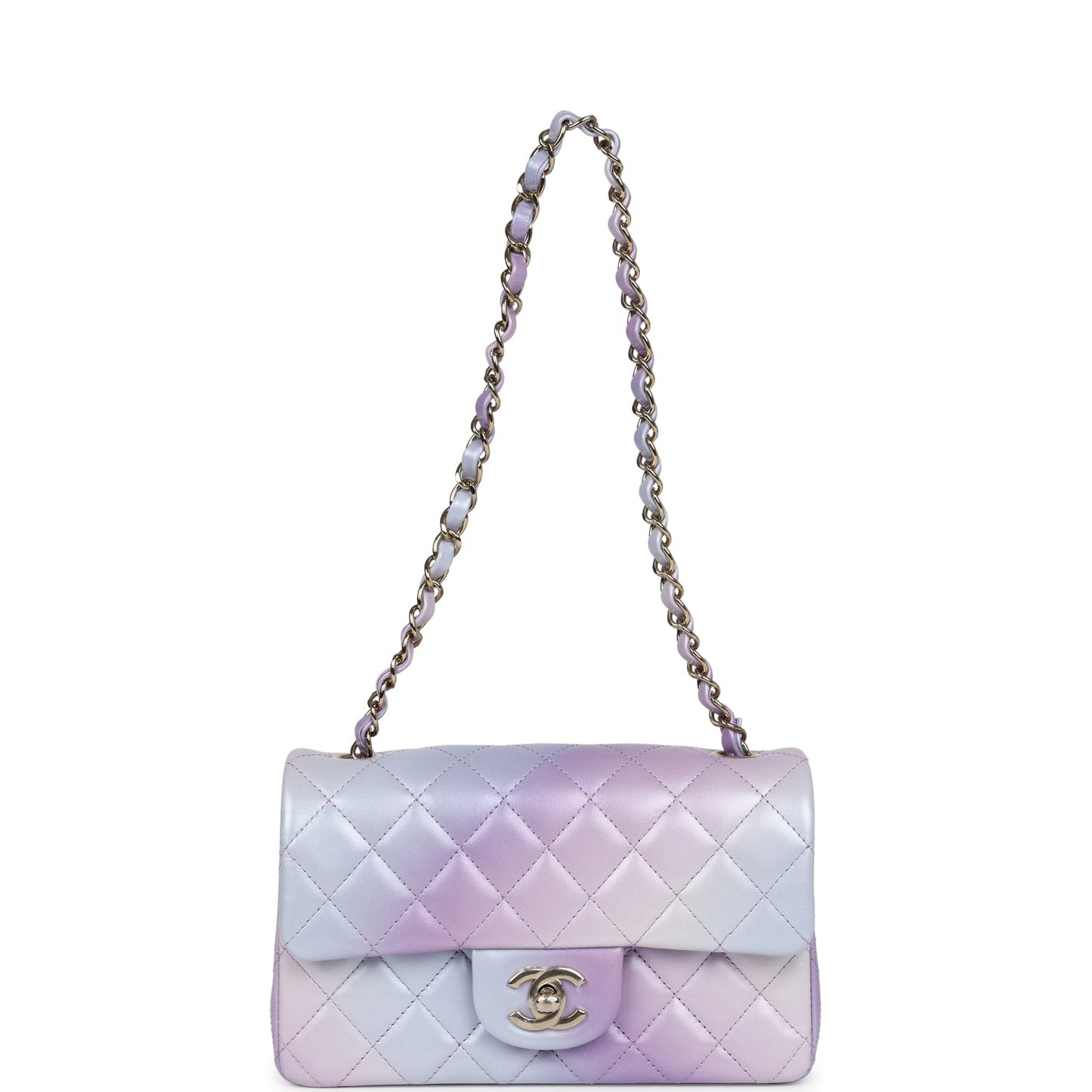 Chanel Mini Rectangular Flap Bag Purple Ombre Lambskin Light Gold Hardware - Bob Flawless Skincare 