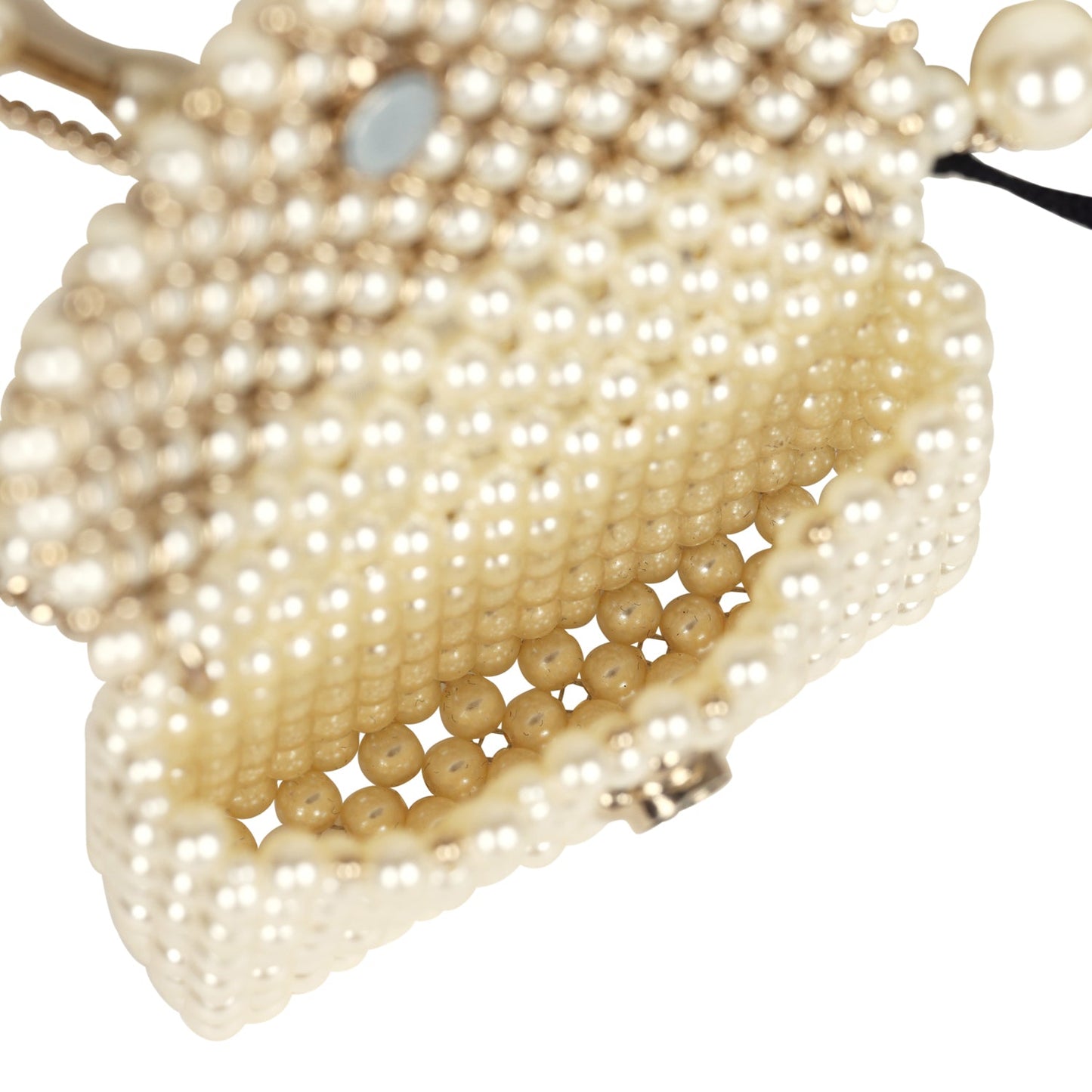 Chanel Pearl Flap Bag Pendant Necklace Light Gold Hardware