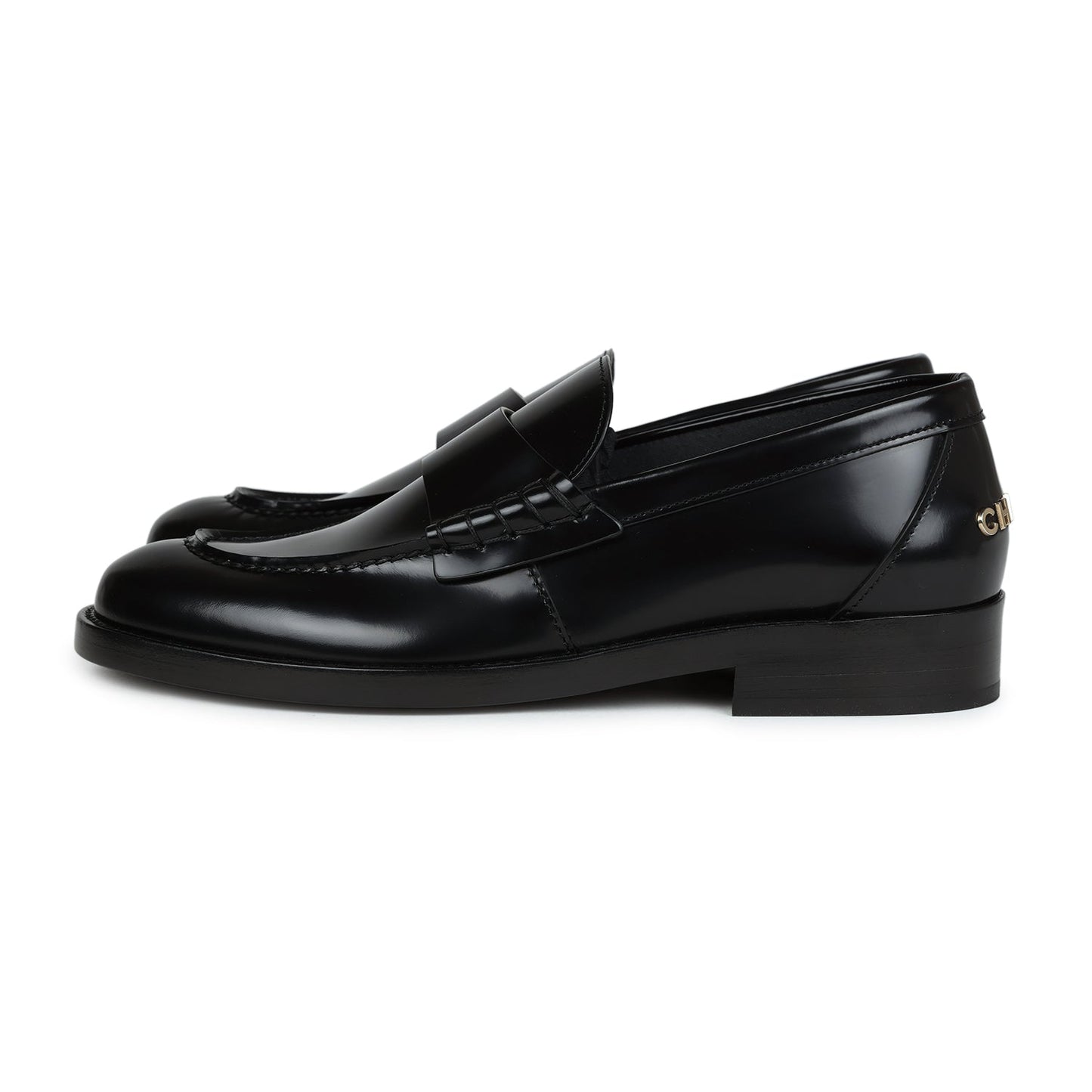 Chanel Loafers Black Shiny Calfskin Gold Hardware 37 EU