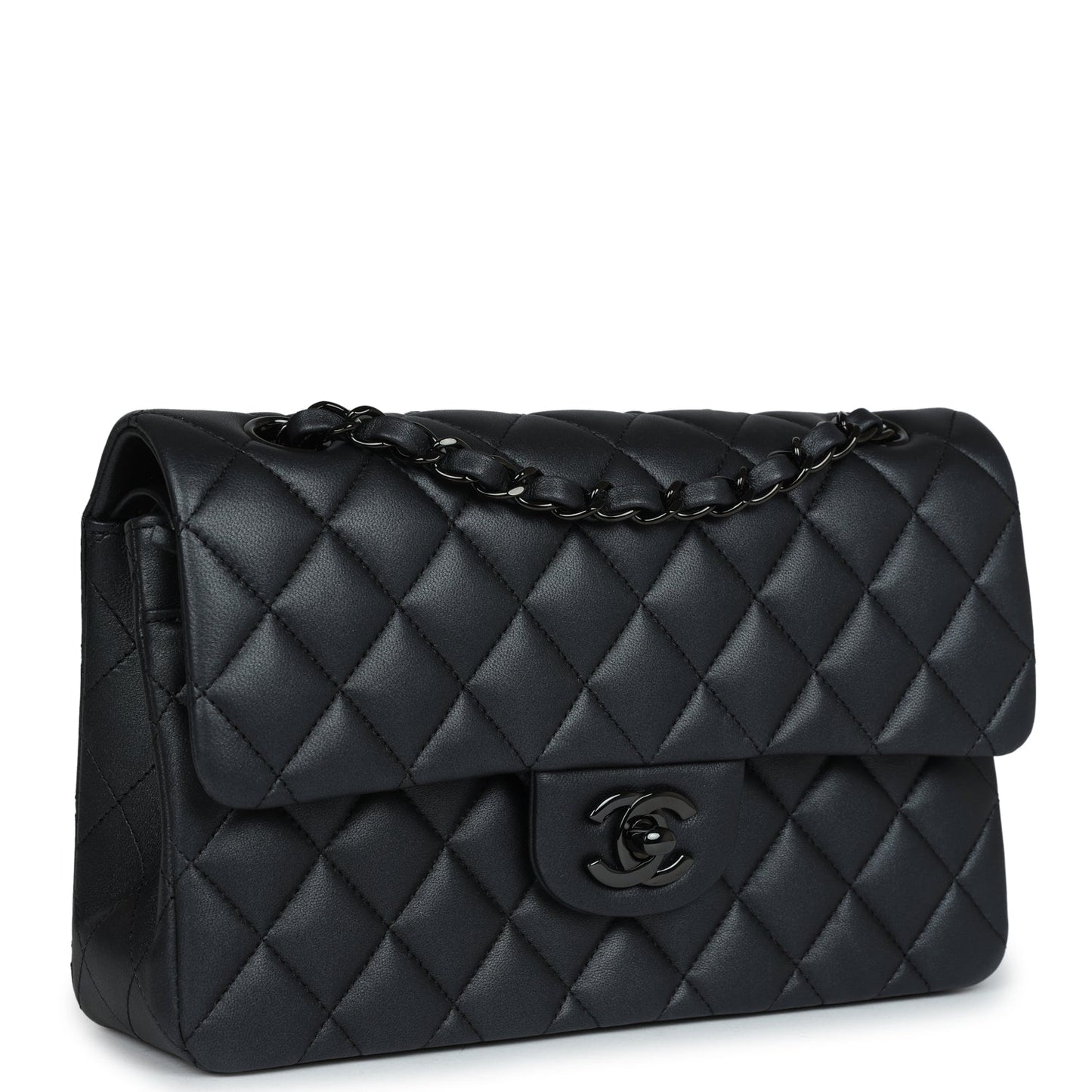 Chanel Small Classic Double Flap Bag SO Black Iridescent Lambskin Black Hardware