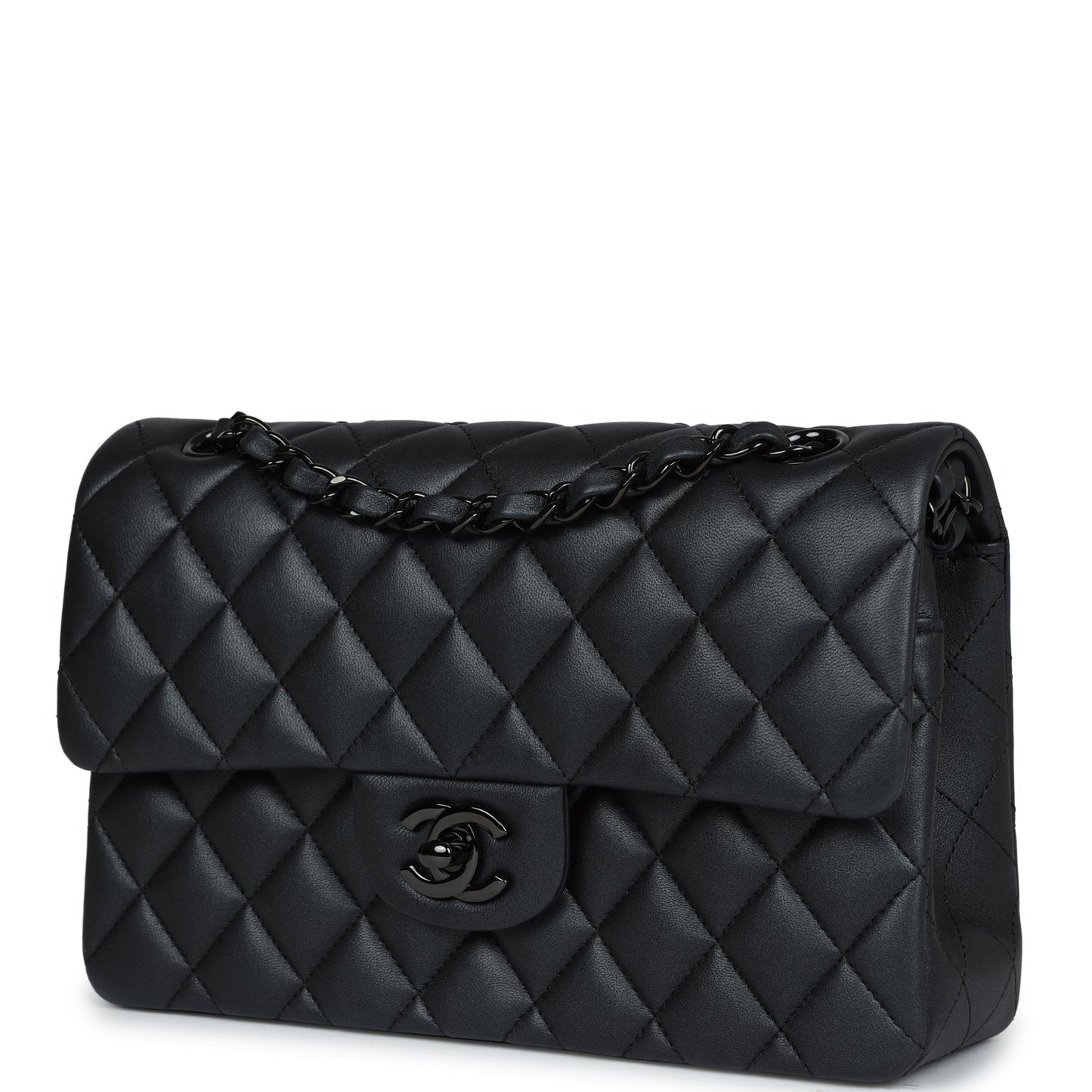 Chanel Small Classic Double Flap Bag SO Black Iridescent Lambskin Black Hardware