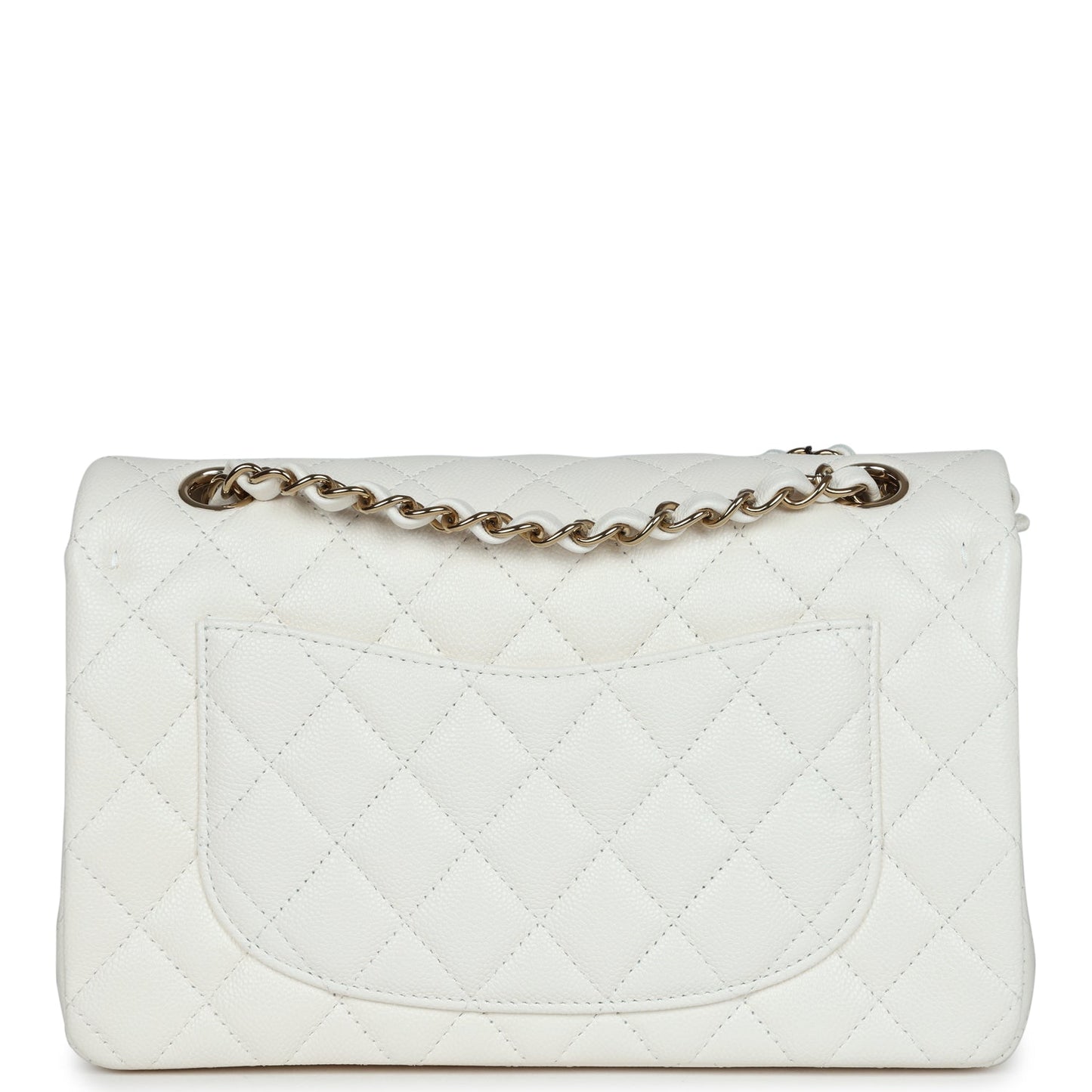 Chanel Small Classic Double Flap White Caviar Light Gold Hardware