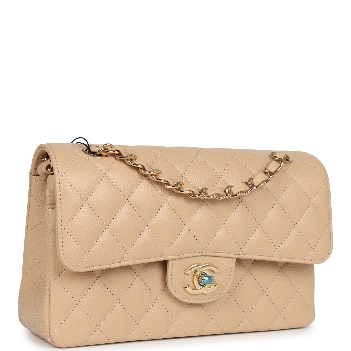 Chanel Small Classic Double Flap Bag Beige Caviar Gold Hardware - Bob Flawless Skincare 