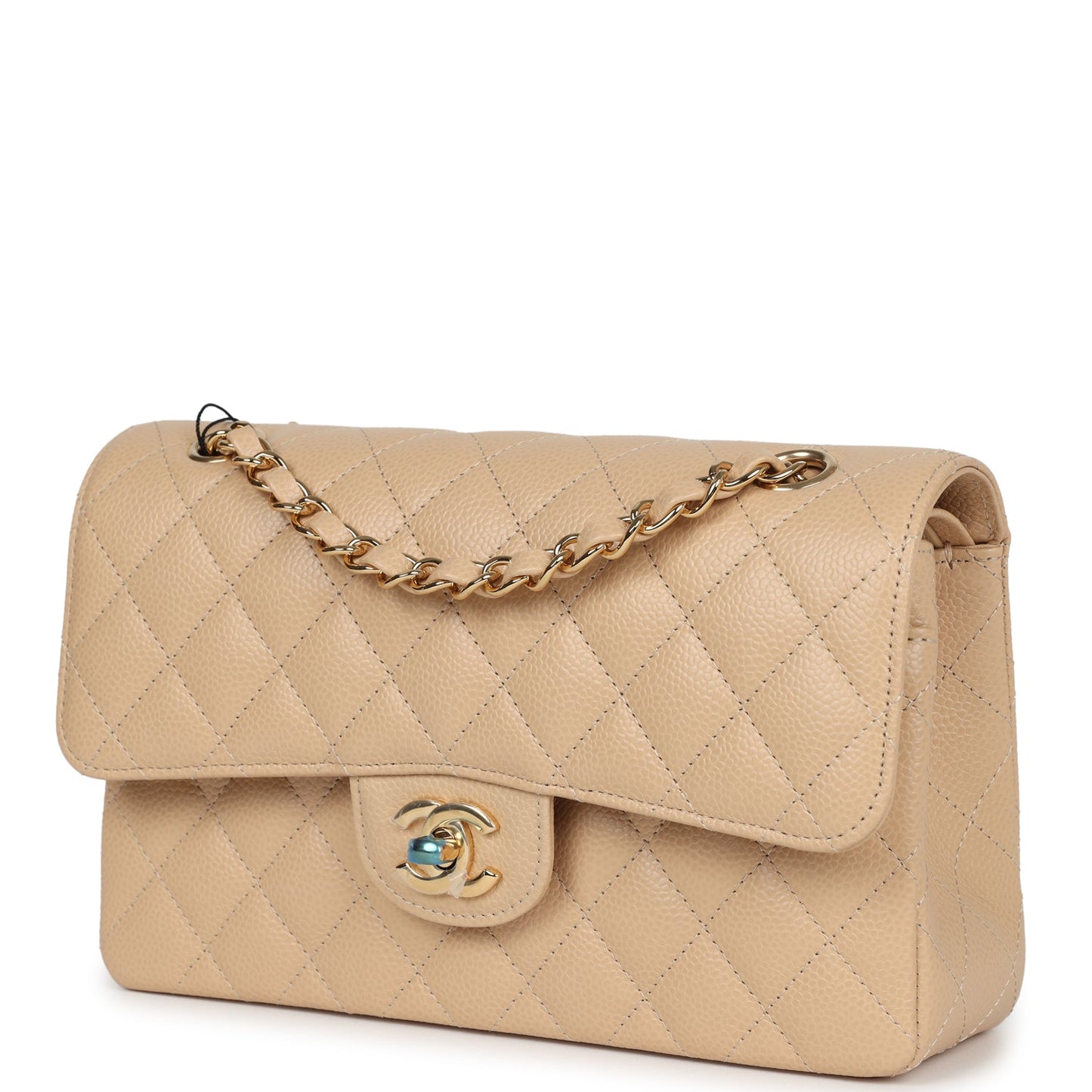 Chanel Small Classic Double Flap Bag Beige Caviar Gold Hardware - Bob Flawless Skincare 