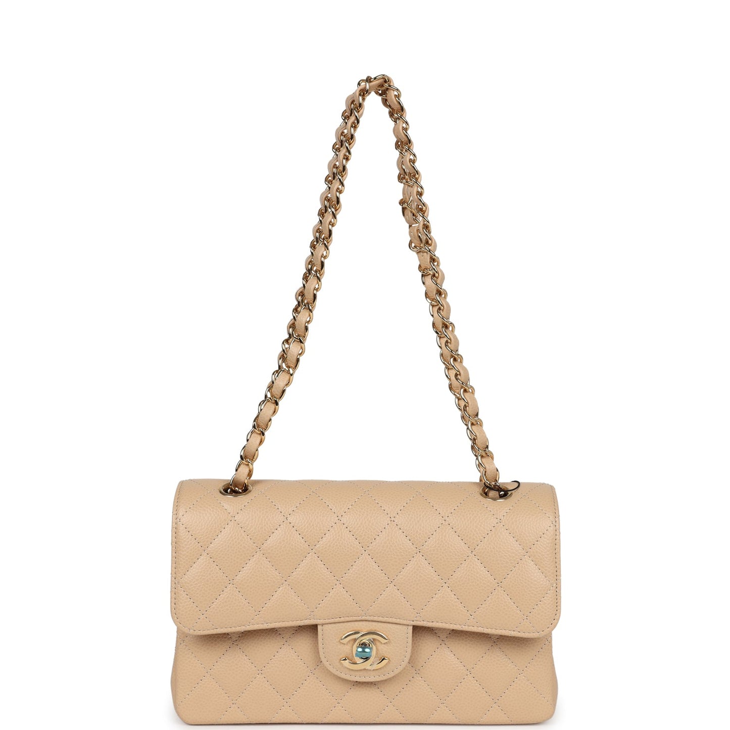 Chanel Small Classic Double Flap Bag Beige Caviar Gold Hardware - Bob Flawless Skincare 