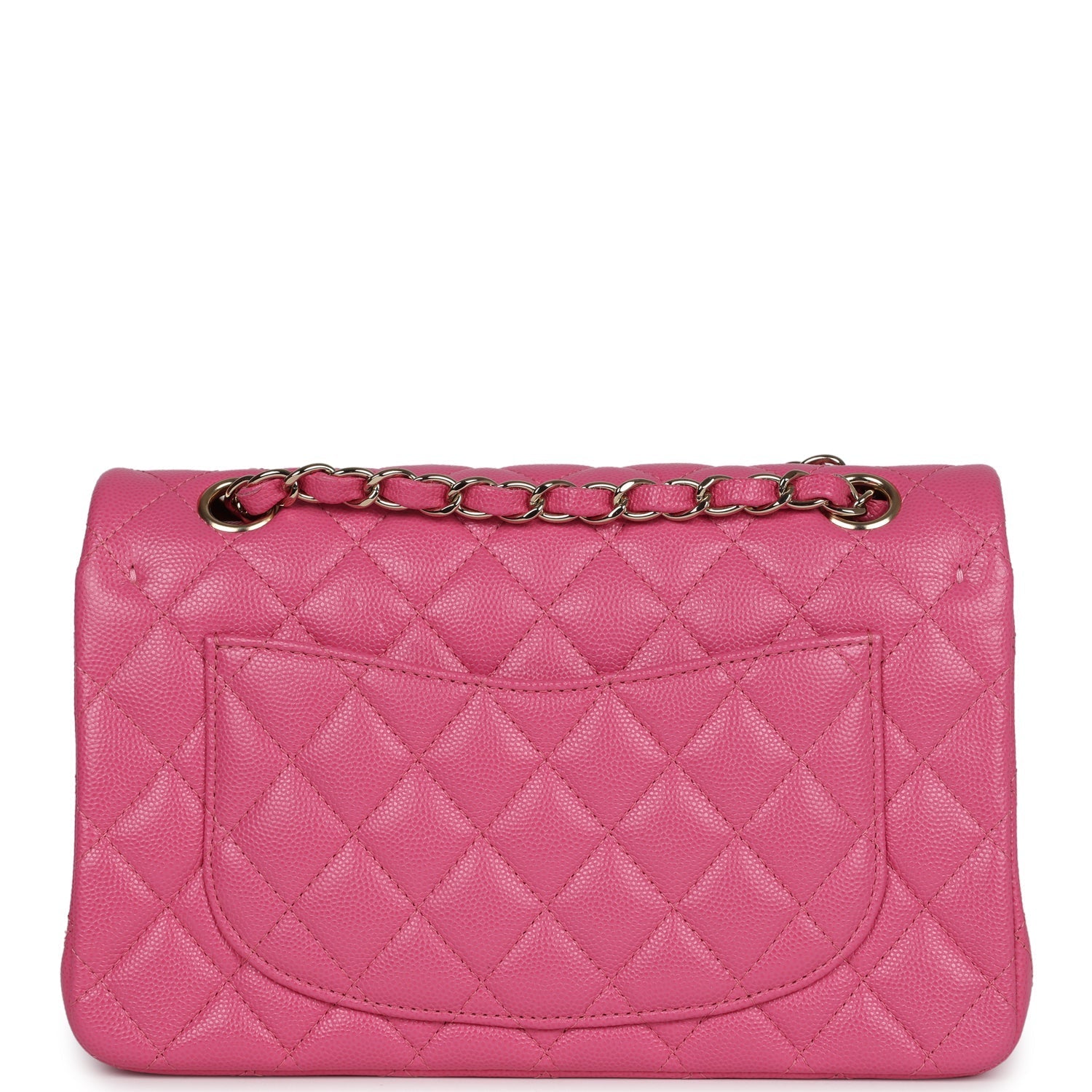 Pre-owned Chanel Small Classic Double Flap Dark Pink Caviar Light Gold Hardware - Bob Flawless Skincare 