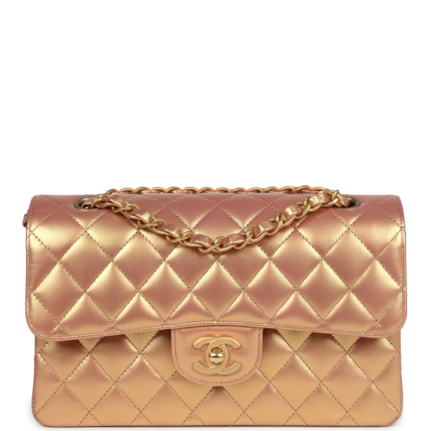 Chanel Small Classic Double Flap Gold Metallic Calfskin Antique Gold Hardware - Bob Flawless Skincare 