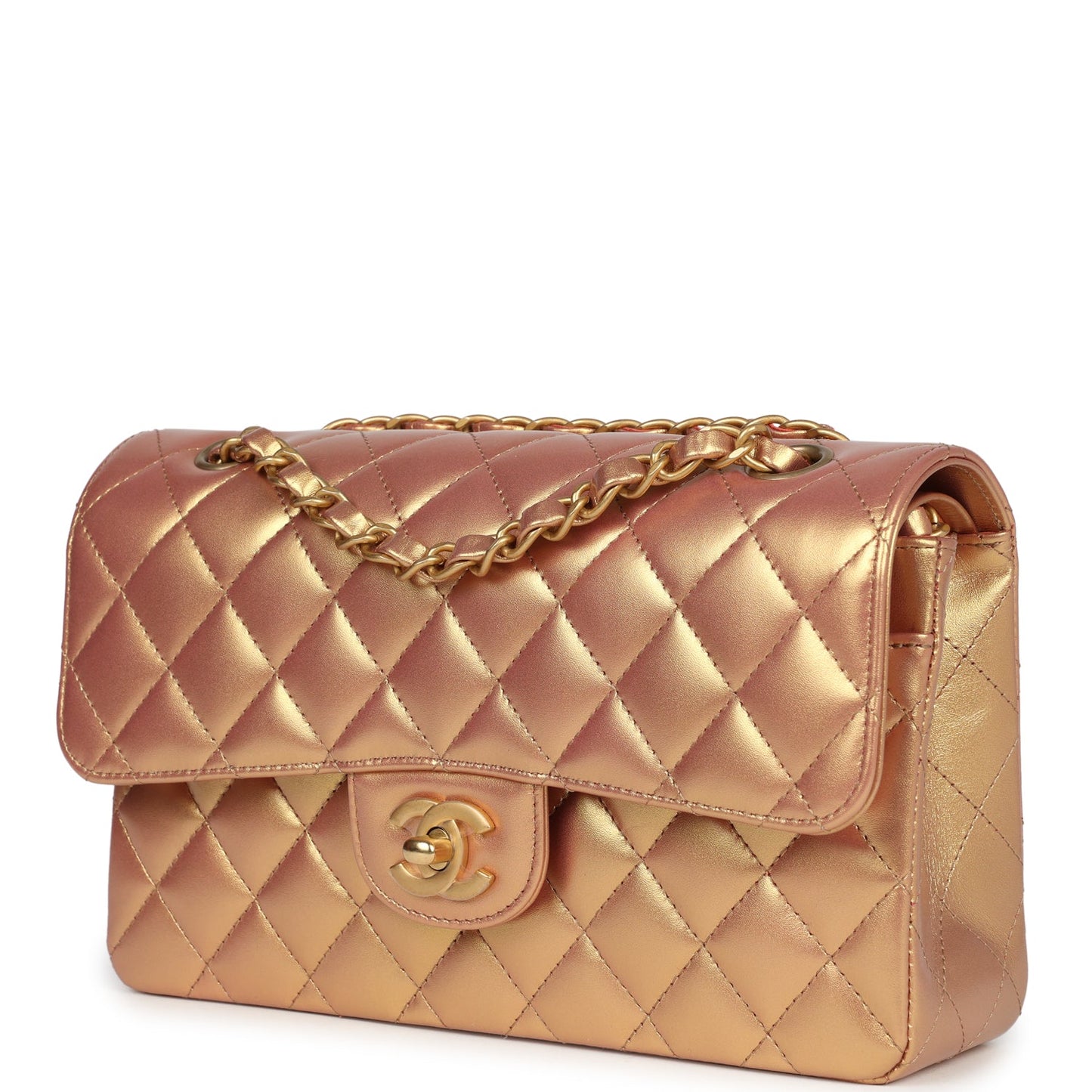 Chanel Small Classic Double Flap Gold Metallic Calfskin Antique Gold Hardware - Bob Flawless Skincare 