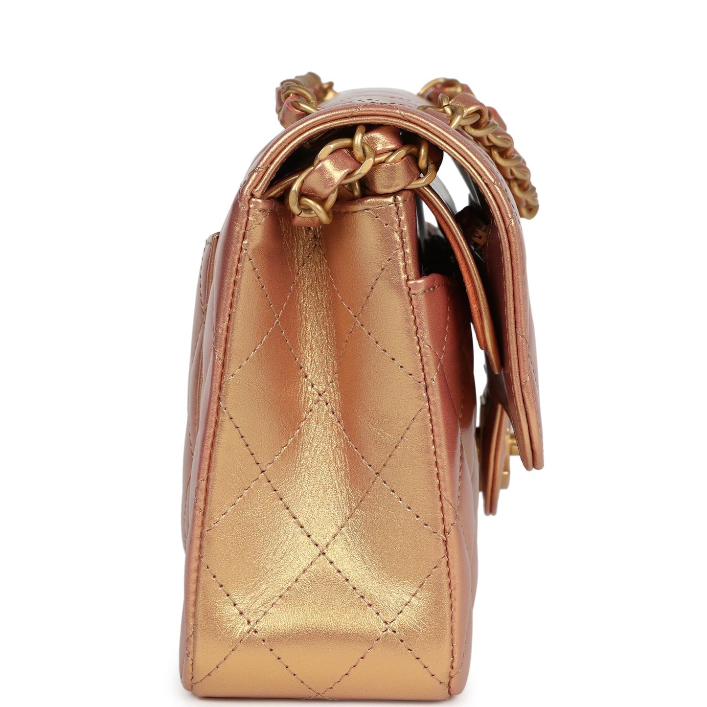 Chanel Small Classic Double Flap Gold Metallic Calfskin Antique Gold Hardware - Bob Flawless Skincare 