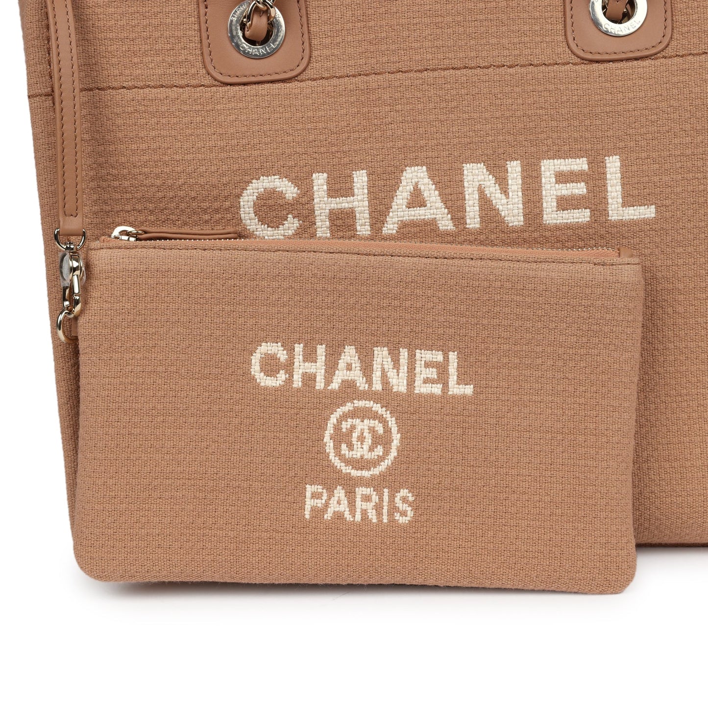 Chanel Small Deauville Shopping Tote Beige Canvas Light Gold Hardware