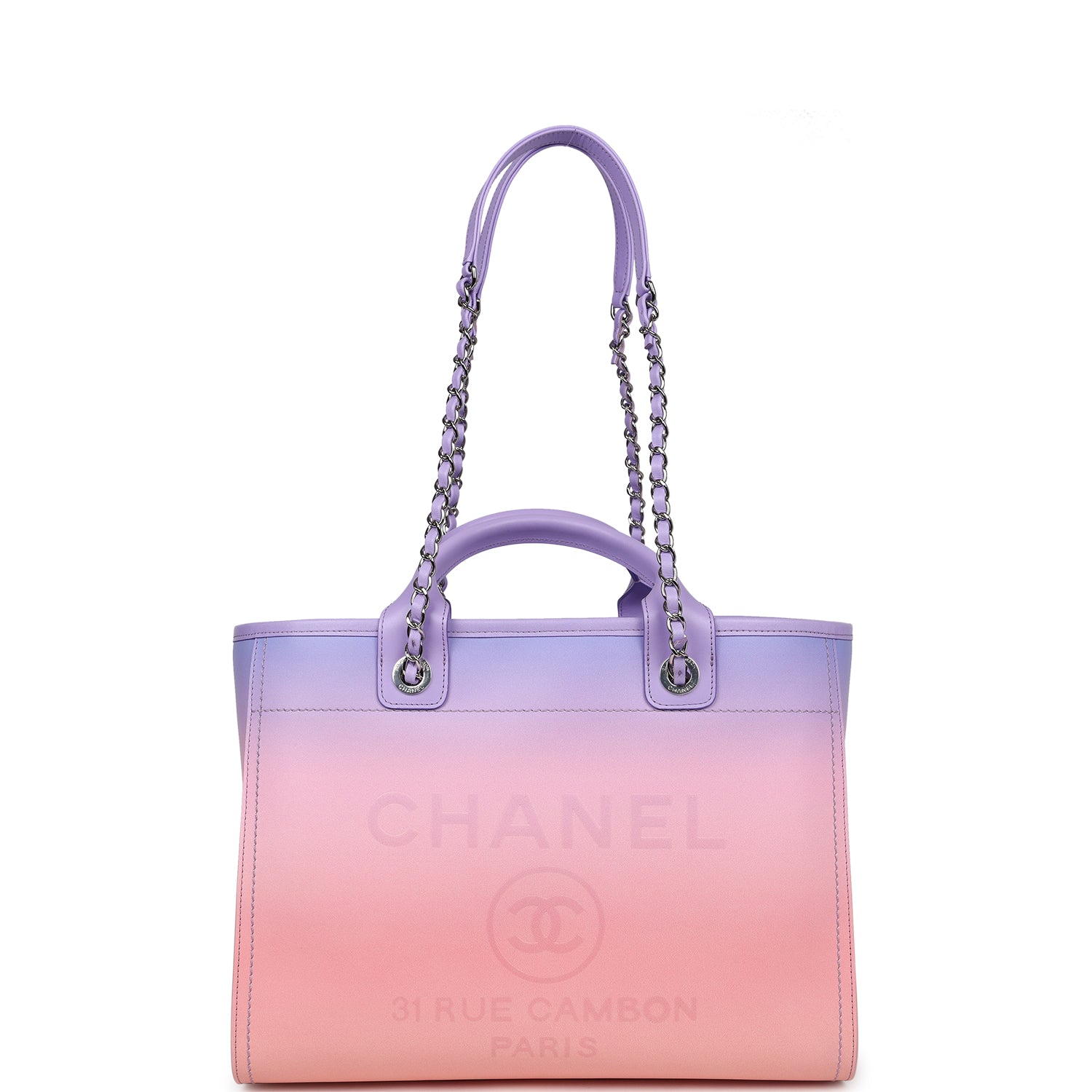 Chanel Small Deauville Shopping Tote Pink and Purple Ombre Calfskin Silver Hardware - Bob Flawless Skincare 