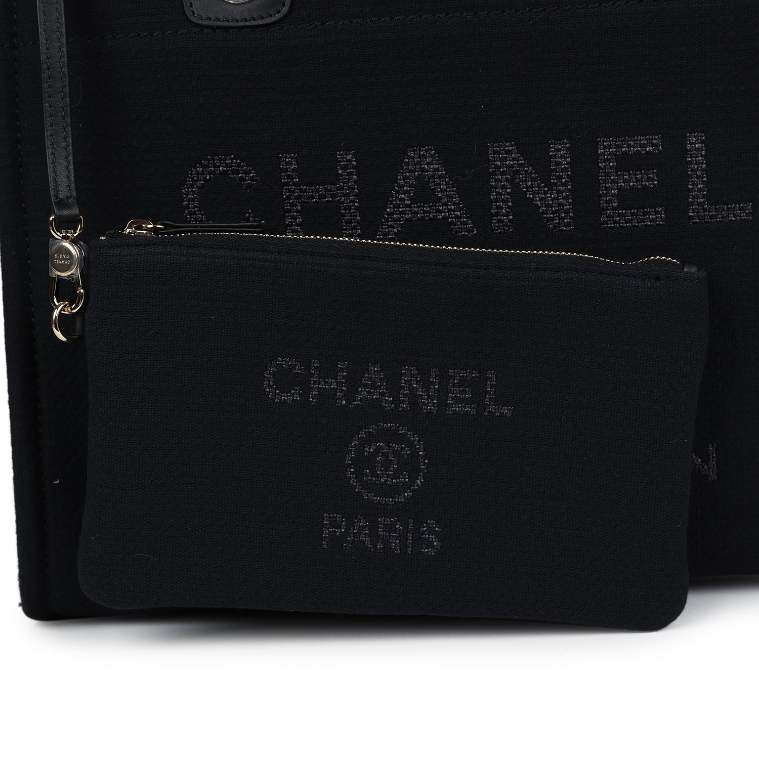 Chanel Small Deauville Shopping Bag Black Canvas Light Gold Hardware - Bob Flawless Skincare 