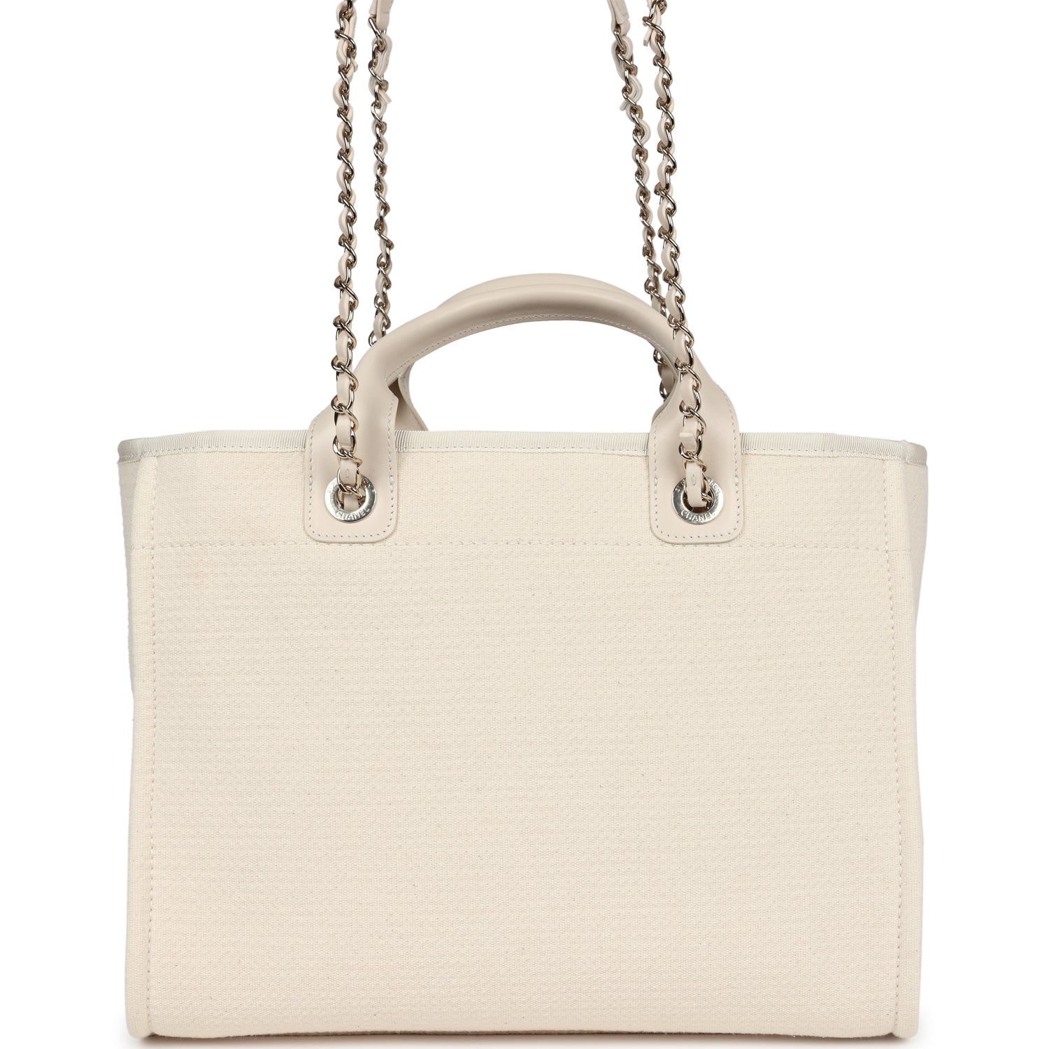 Chanel Small Deauville Shopping Tote Ivory Canvas Light Gold Hardware - Bob Flawless Skincare 