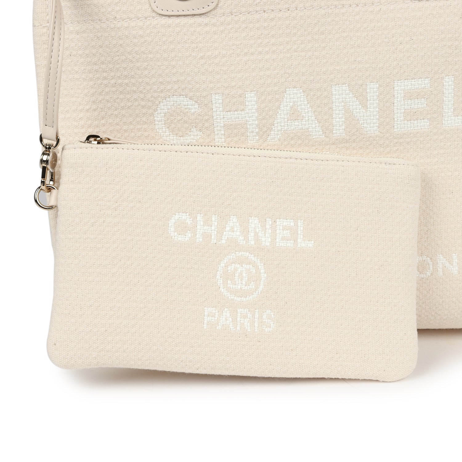 Chanel Small Deauville Shopping Tote Ivory Canvas Light Gold Hardware - Bob Flawless Skincare 