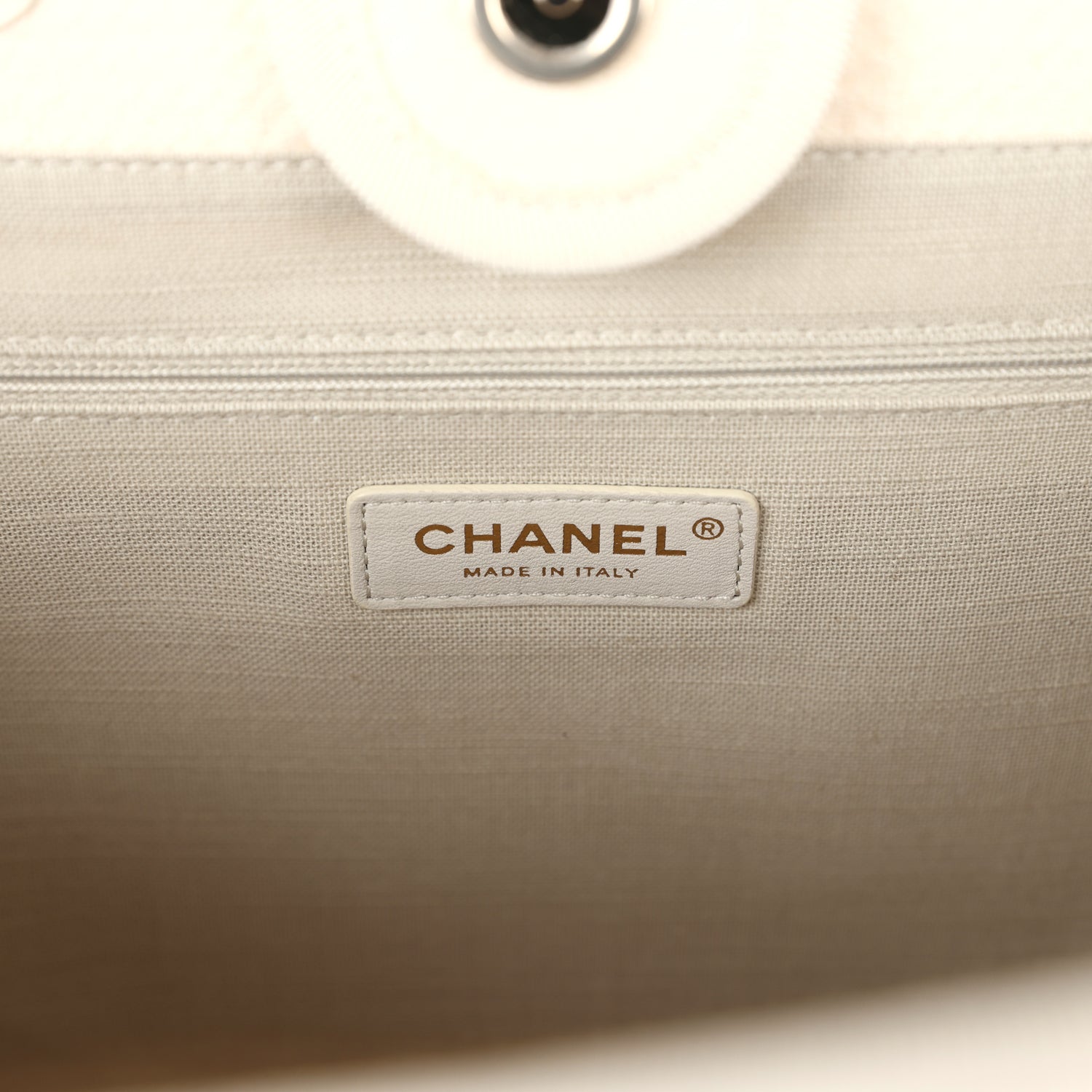 Chanel Small Deauville Shopping Tote Ivory Canvas Light Gold Hardware - Bob Flawless Skincare 