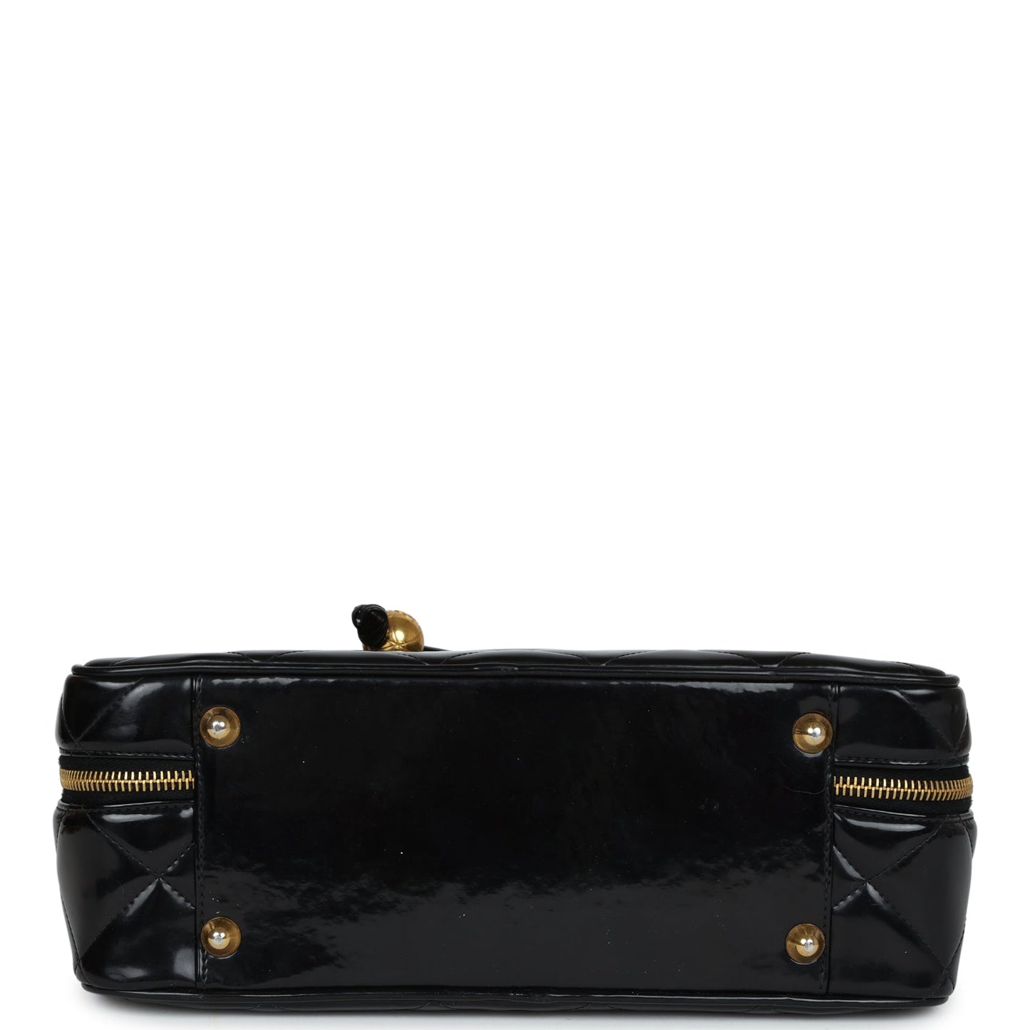 Vintage Chanel Lunchbox Vanity Black Patent Leather Gold Hardware