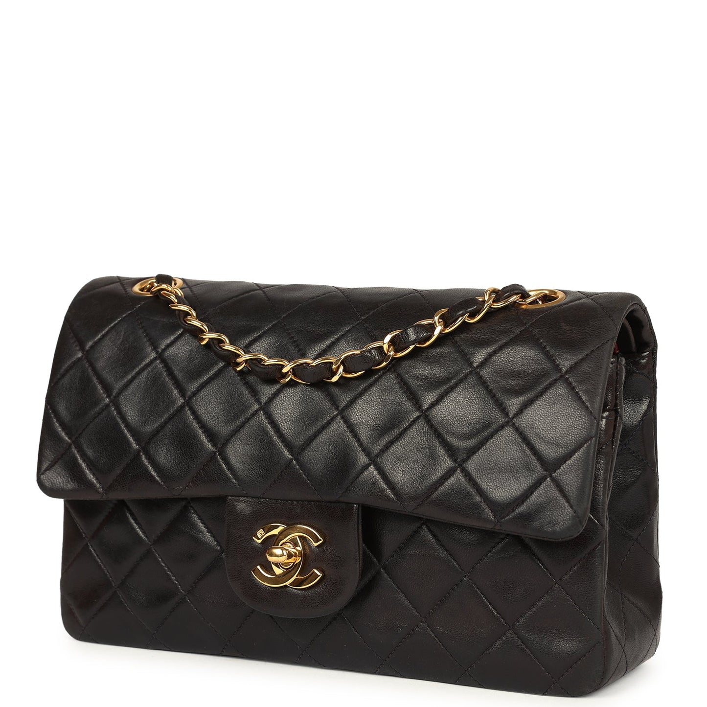 Vintage Chanel Small Classic Flap Black Lambskin Gold Hardware