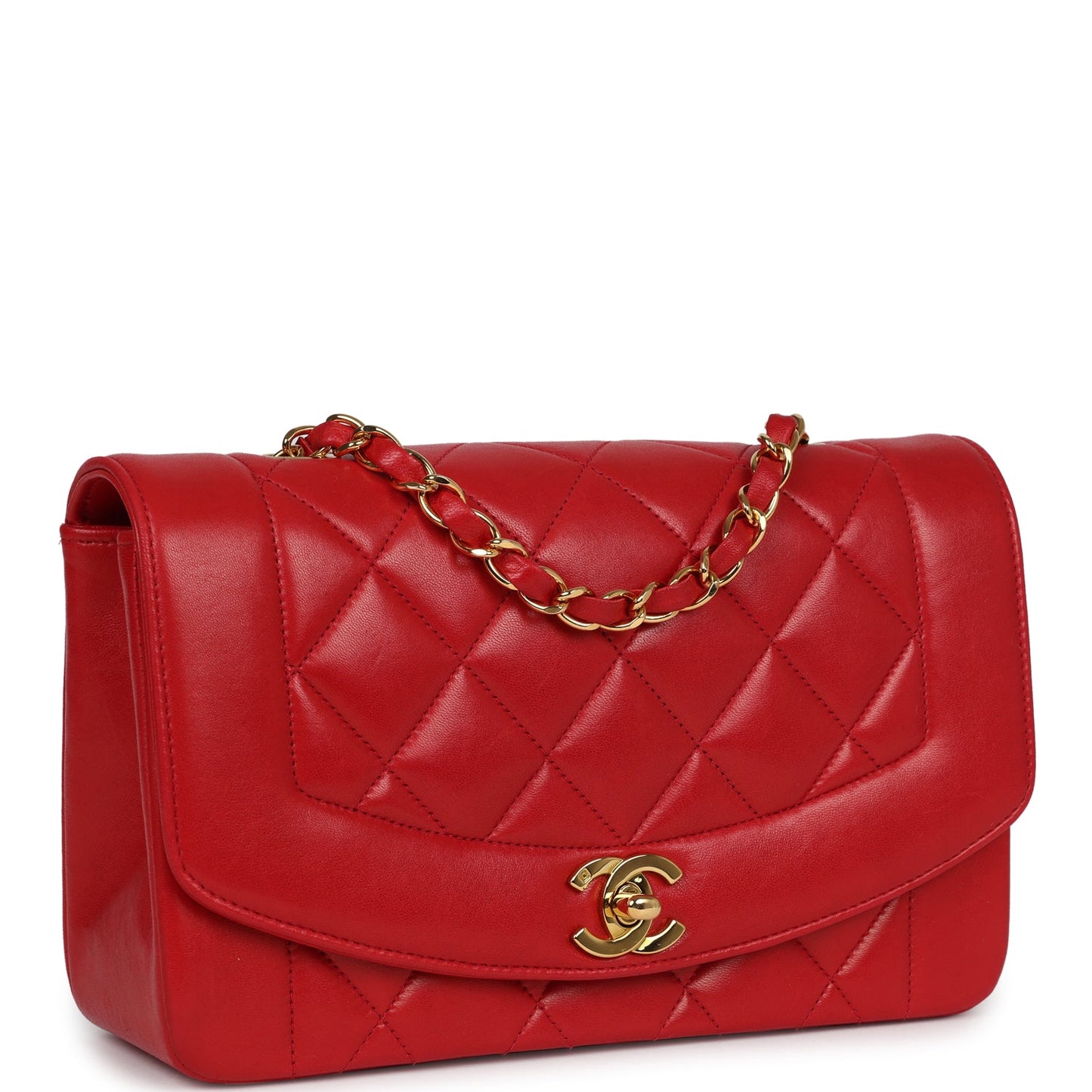 Vintage Chanel Small Diana Flap Bag Red Lambskin Gold Hardware - Bob Flawless Skincare 