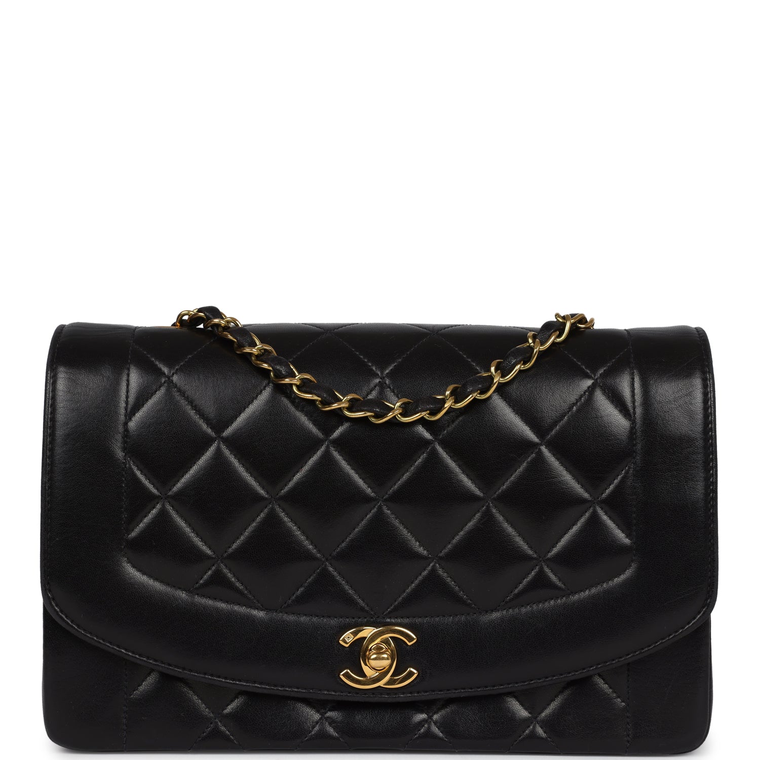 Vintage Chanel Small Diana Flap Bag Black Lambskin Gold Hardware - Bob Flawless Skincare 