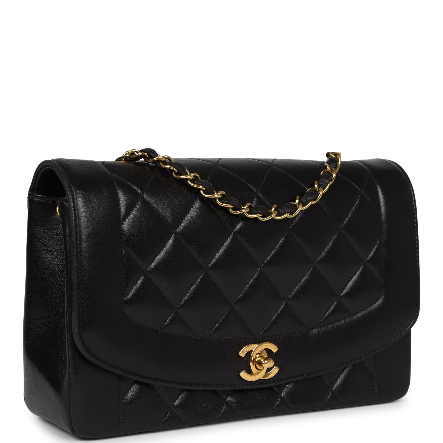 Vintage Chanel Small Diana Flap Bag Black Lambskin Gold Hardware - Bob Flawless Skincare 