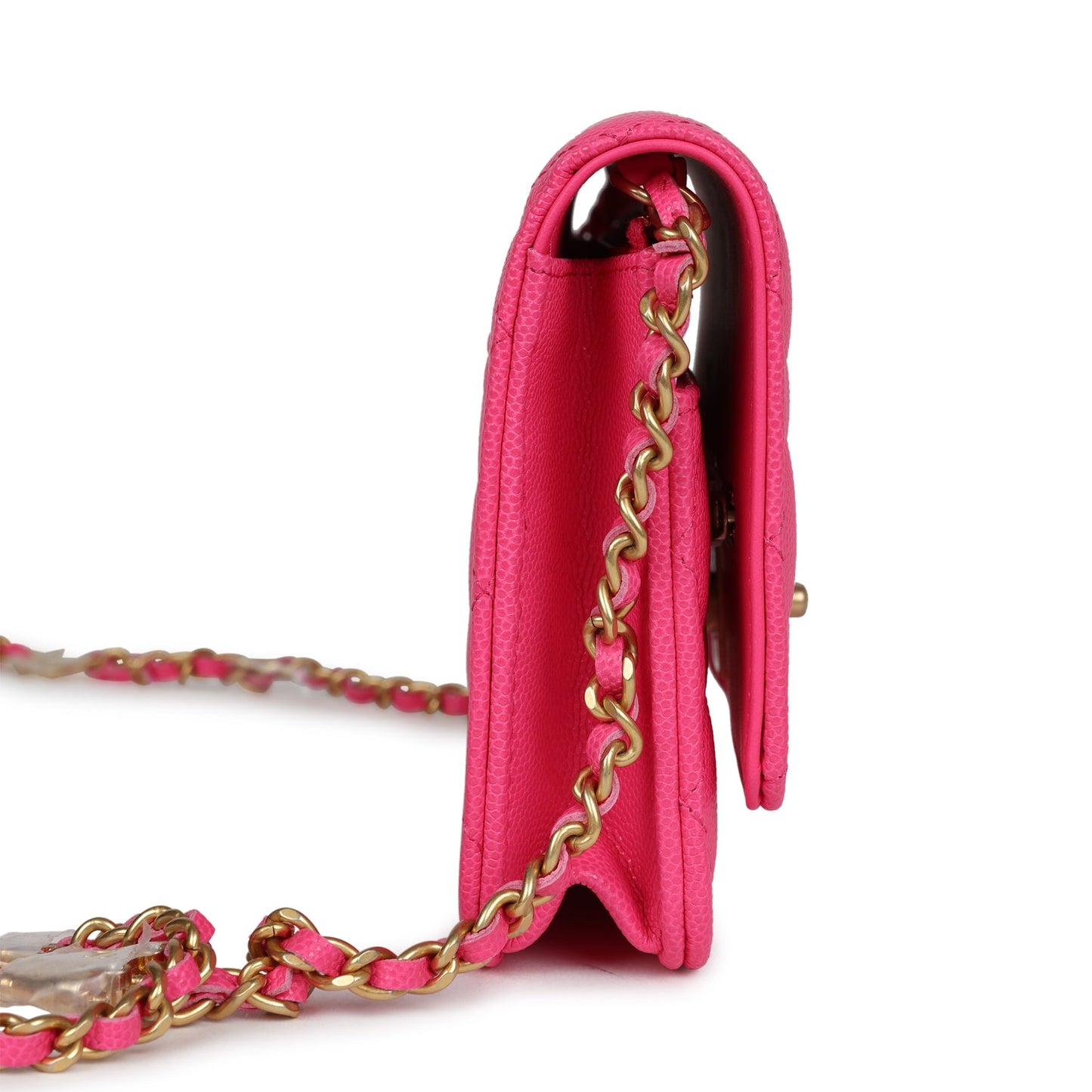 Chanel Wallet on Chain WOC Fuchsia Caviar Antique Gold Hardware