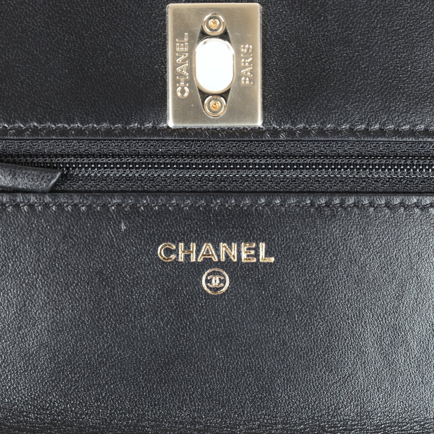 Chanel Trendy CC Wallet On Chain WOC Black Lambskin Gold Hardware