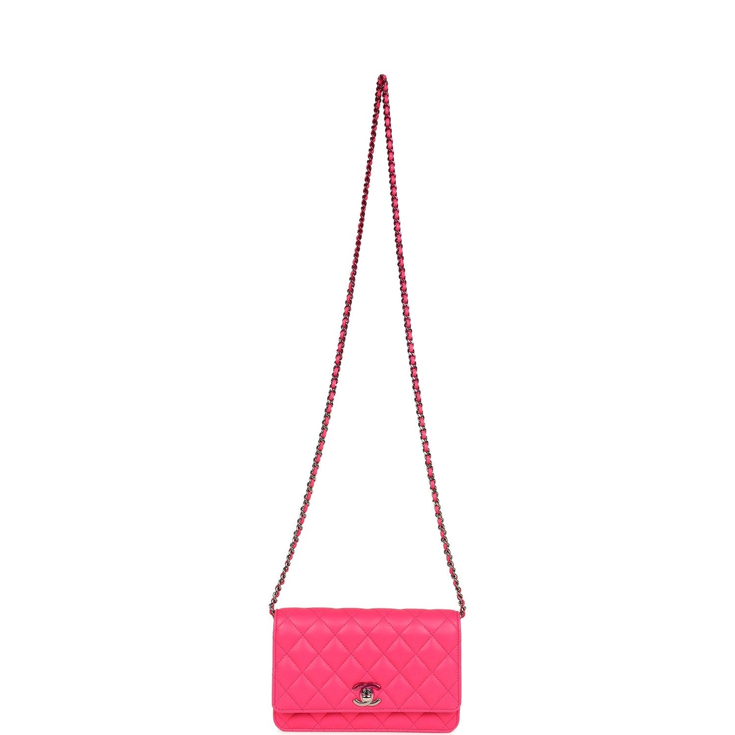 Chanel Wallet on Chain WOC Hot Pink Lambskin Ombre Mixed Metal Hardware