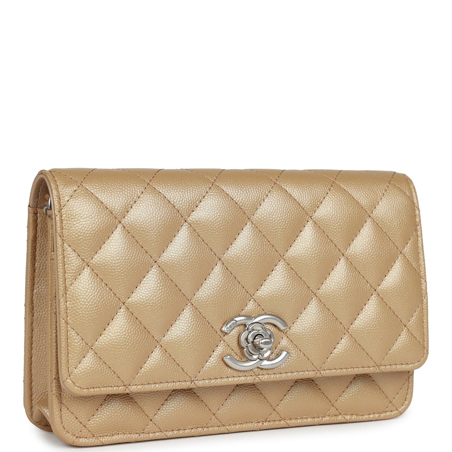 Chanel Wallet On Chain WOC Beige Iridescent Caviar Silver Hardware