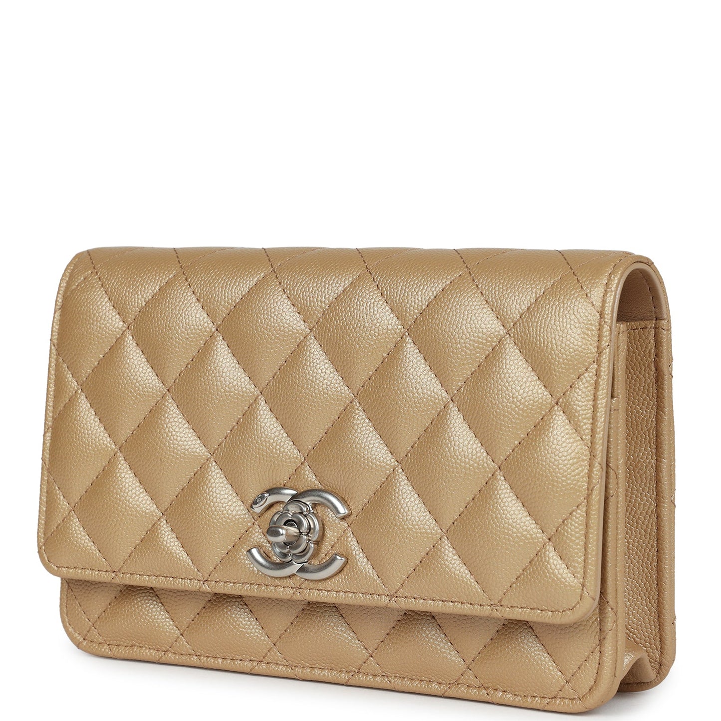 Chanel Wallet On Chain WOC Beige Iridescent Caviar Silver Hardware