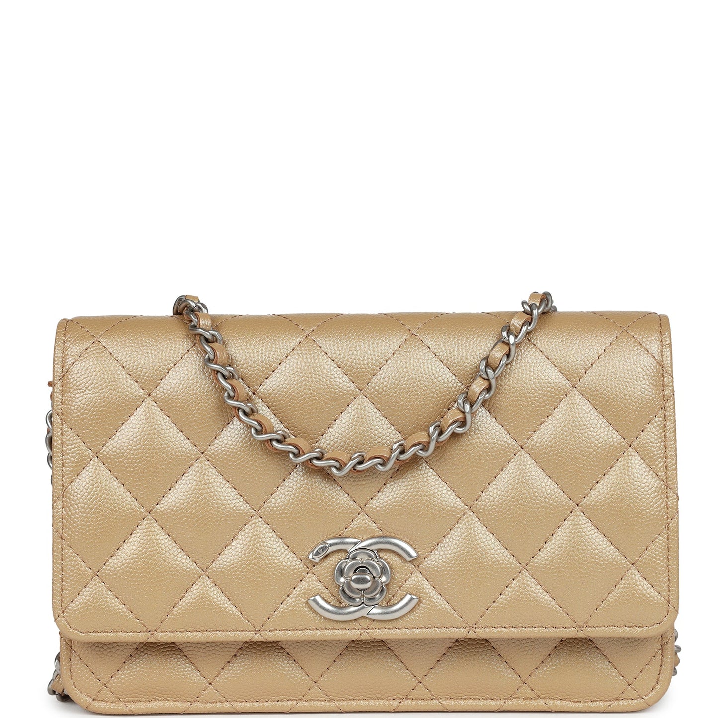 Chanel Wallet On Chain WOC Beige Iridescent Caviar Silver Hardware