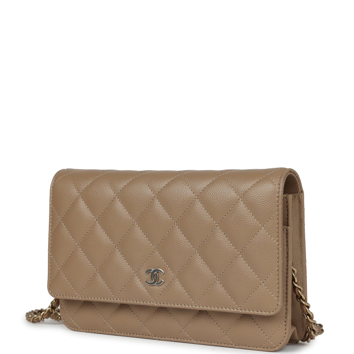 Chanel Classic Wallet On Chain WOC Dark Beige Caviar Gold Hardware