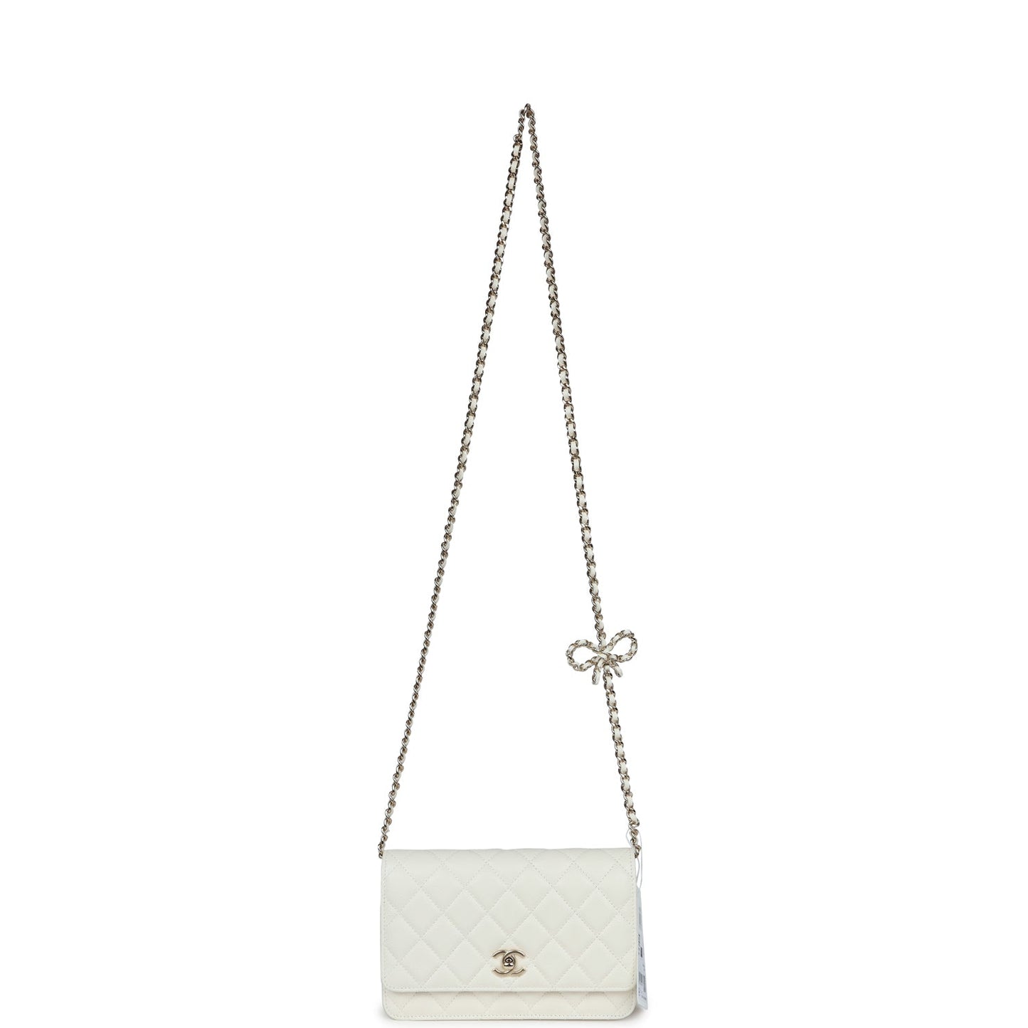 Chanel Classic Wallet on Chain WOC Bow White Caviar Gold Hardware