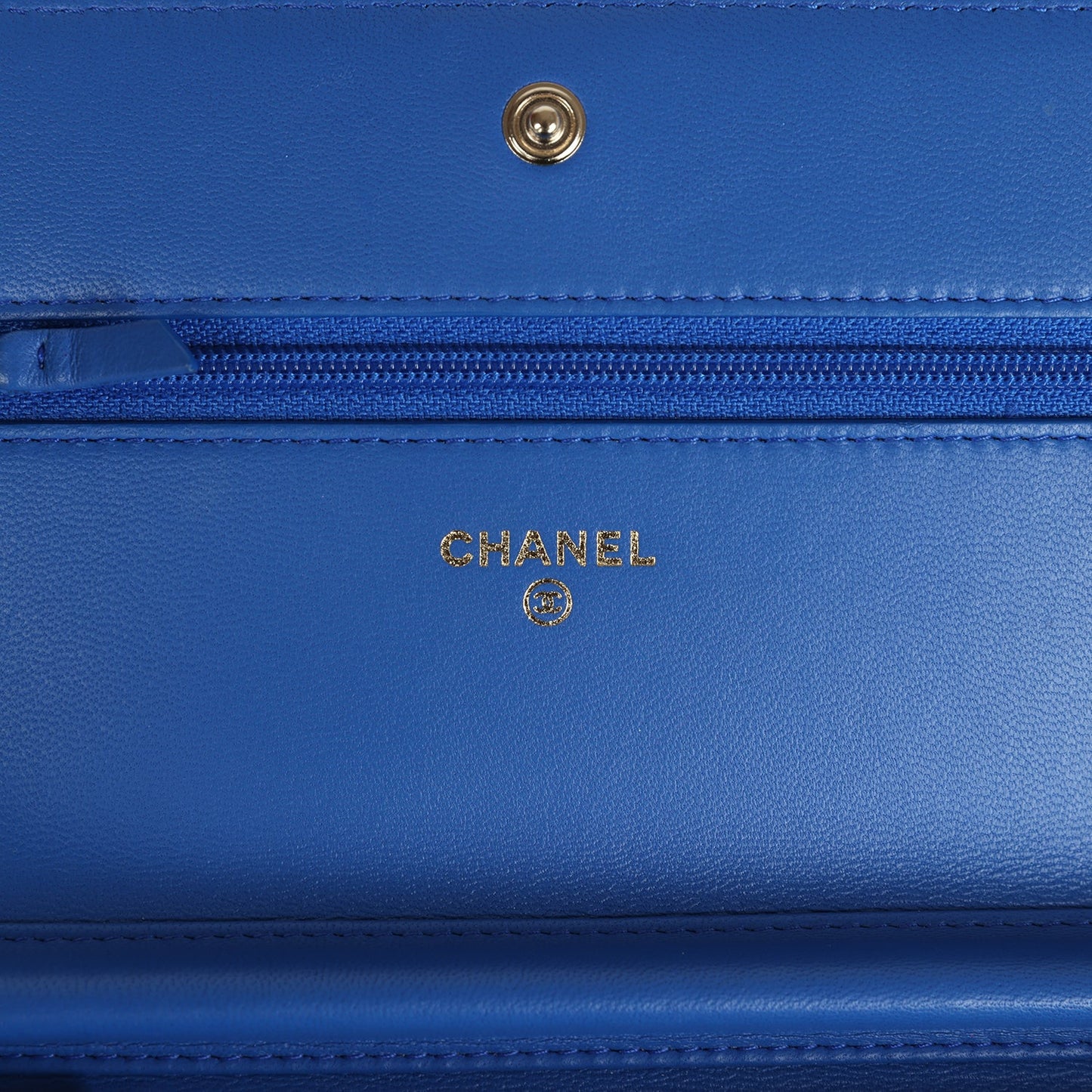 Chanel Boy Wallet On Chain WOC Electric Blue Lambskin Light Gold Hardware