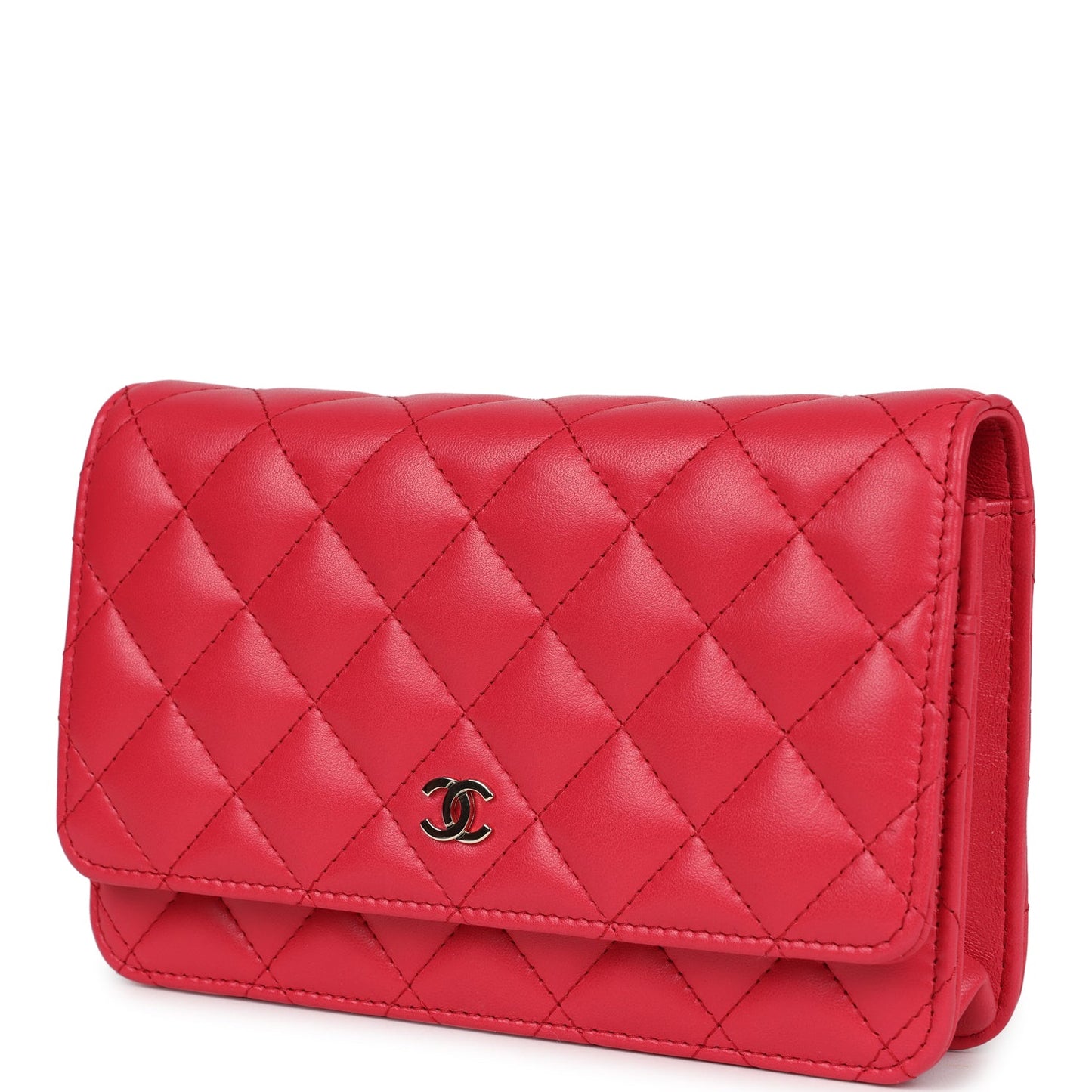 Chanel Wallet on Chain WOC Light Red Lambskin Light Gold Hardware