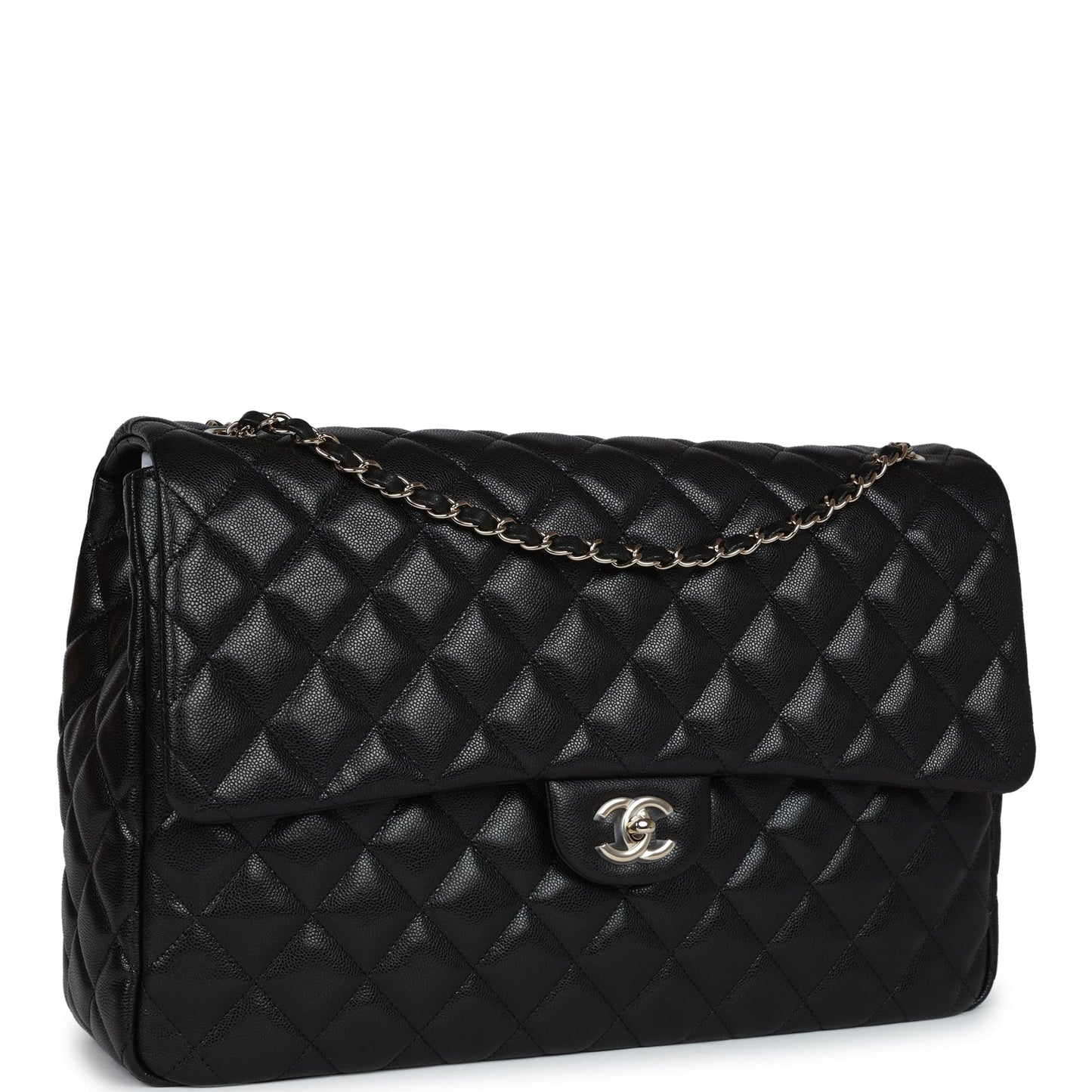 Chanel XXL Flap Bag Black Shiny Caviar Light Gold Hardware