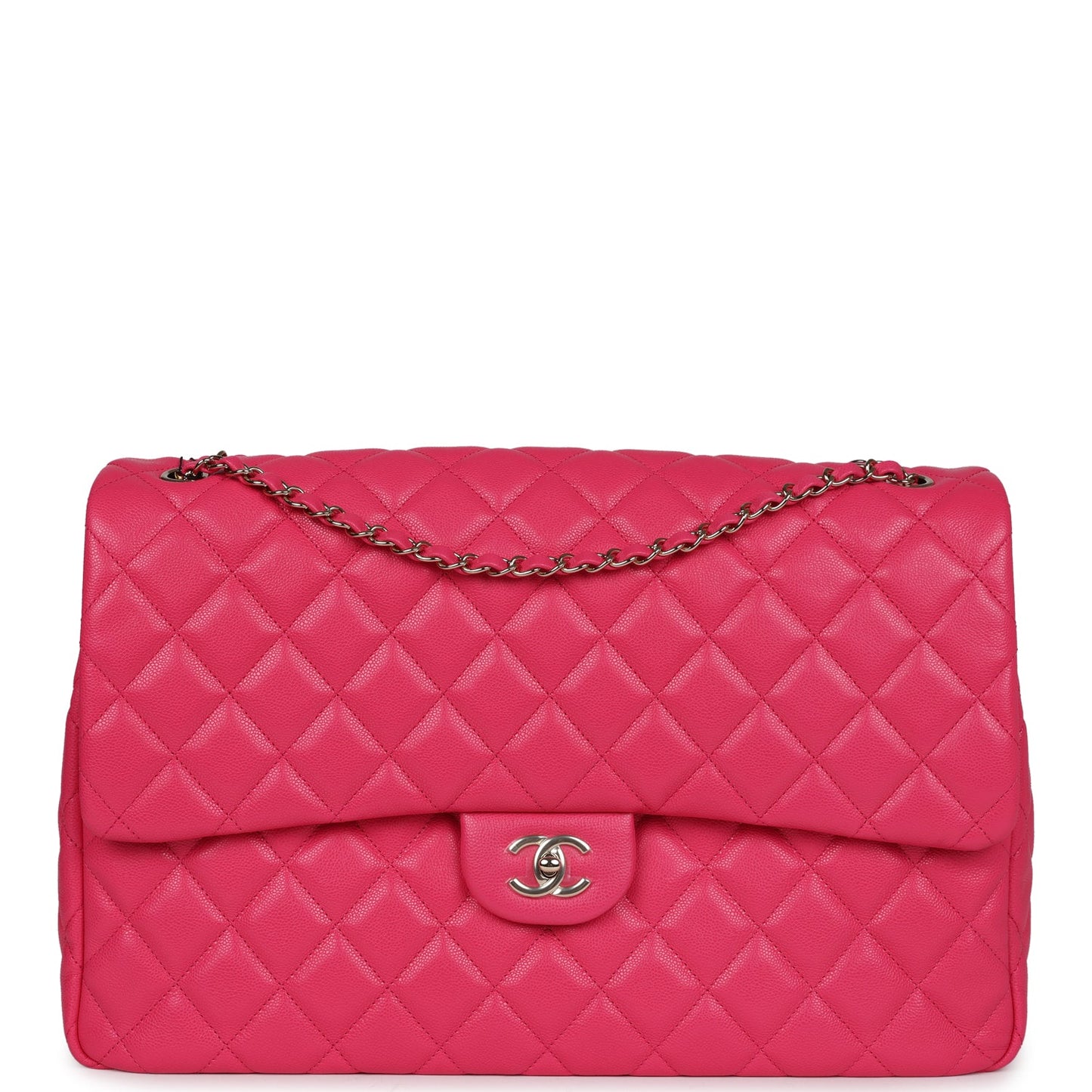 Chanel XXL Flap Bag Fuchsia Shiny Caviar Light Gold Hardware