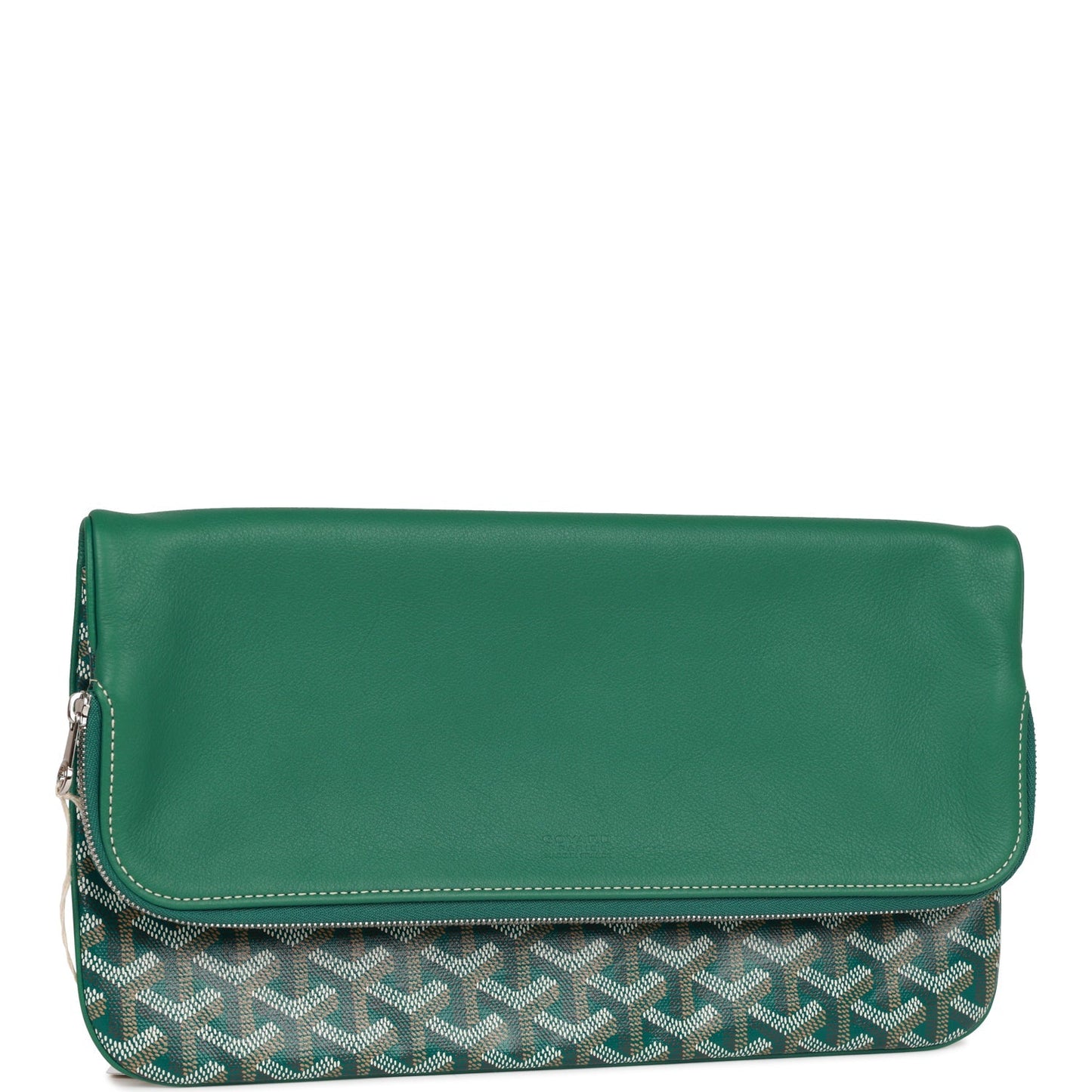 Goyard Sainte-Marie MM Foldable Clutch Bag Green Goyardine Silver Hardware