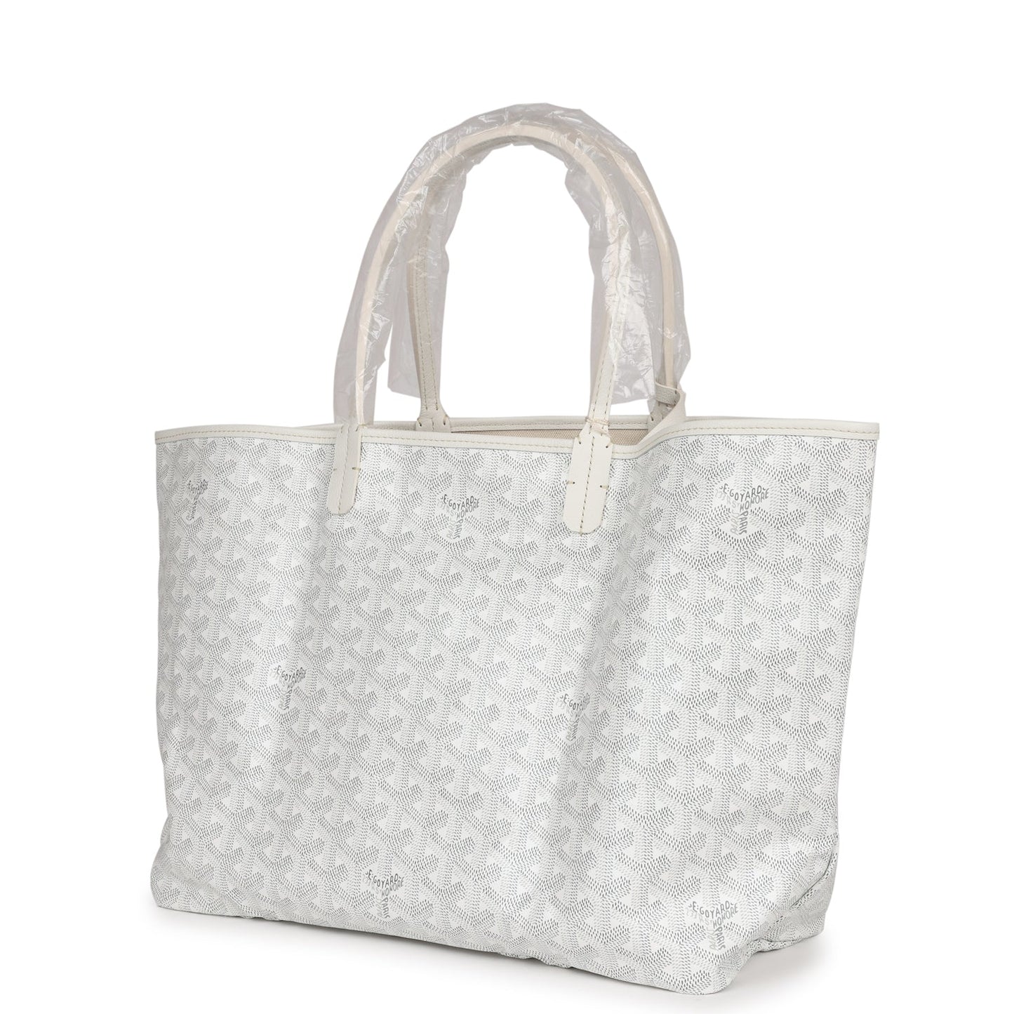 Goyard Goyardine White St. Louis PM Tote Bag Palladium Hardware