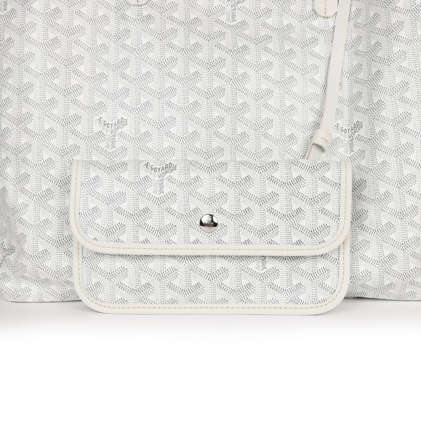 Goyard Goyardine White St. Louis PM Tote Bag Palladium Hardware