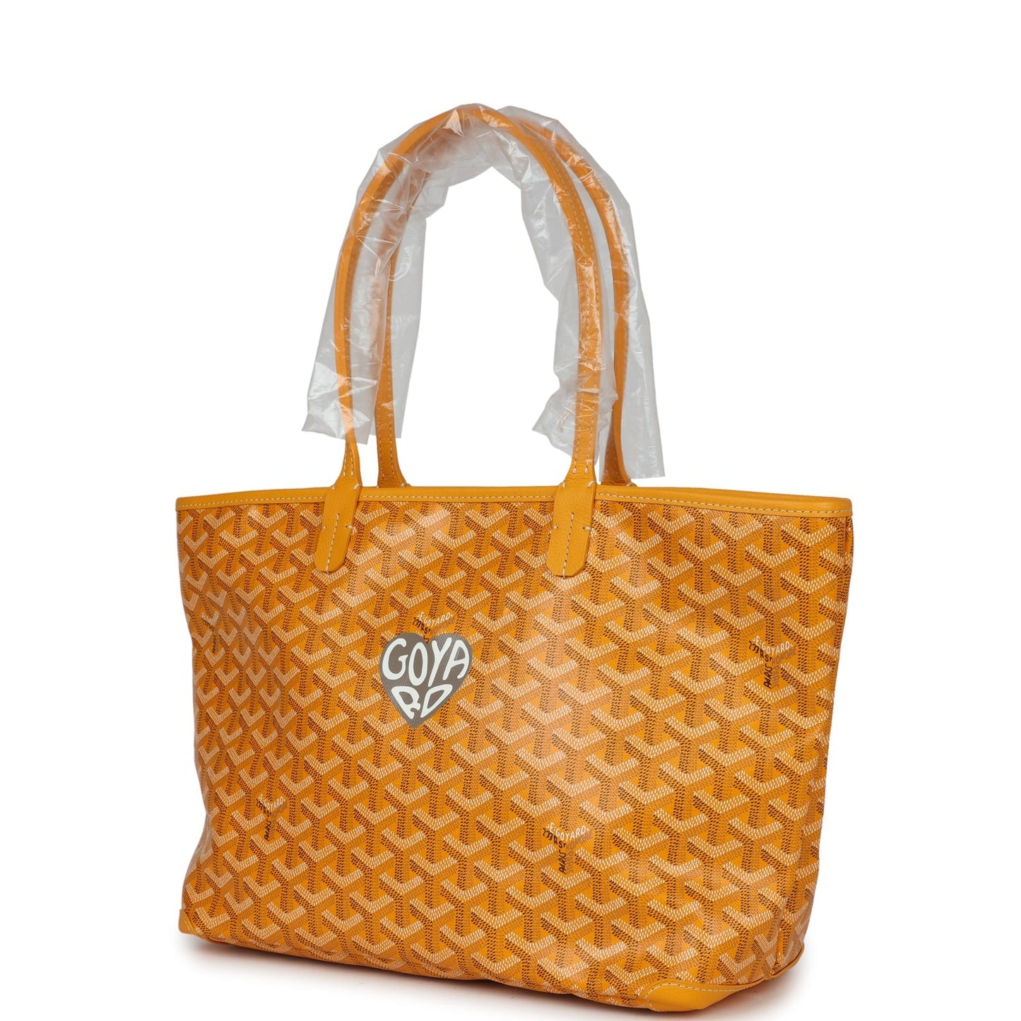 Goyard Goyardine Yellow Hand-Painted Artois PM Tote Bag Palladium Hardware