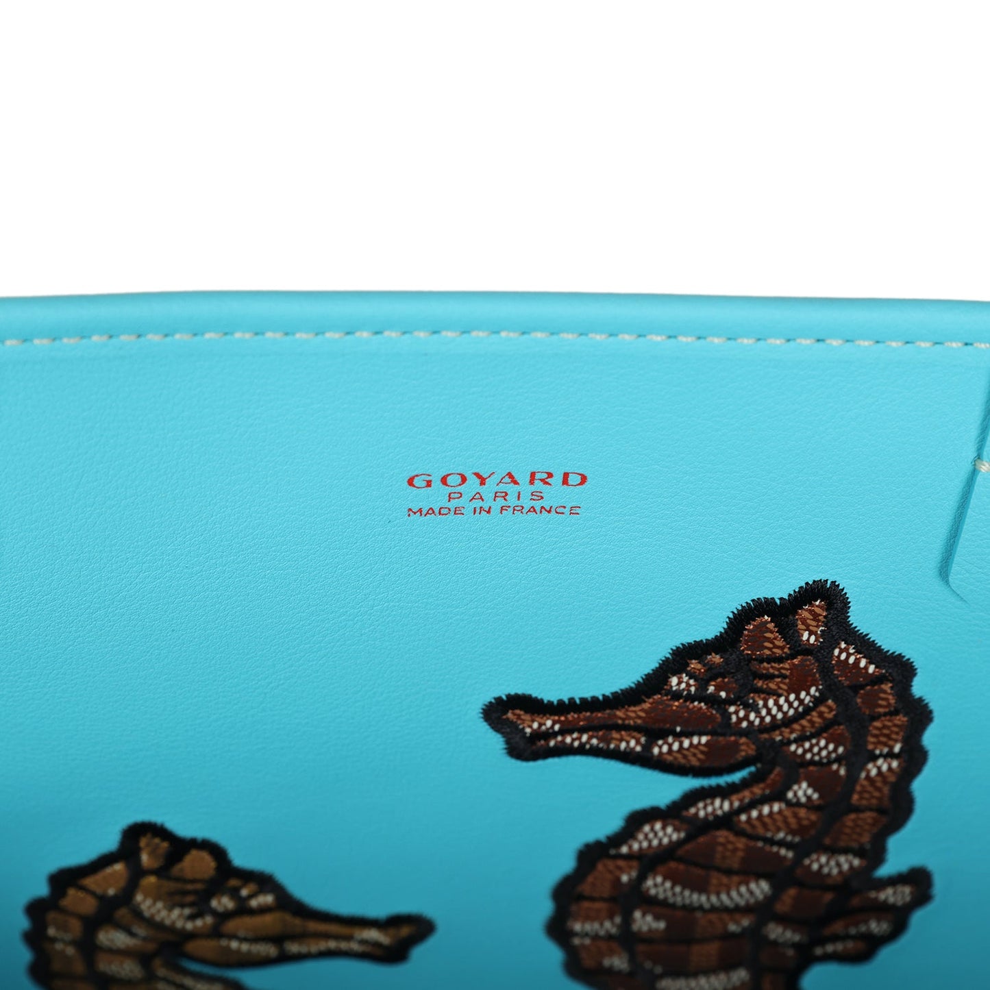 Goyard Goyardine Turquoise Anjou PM Embroidered Seahorse Bag Palladium Hardware