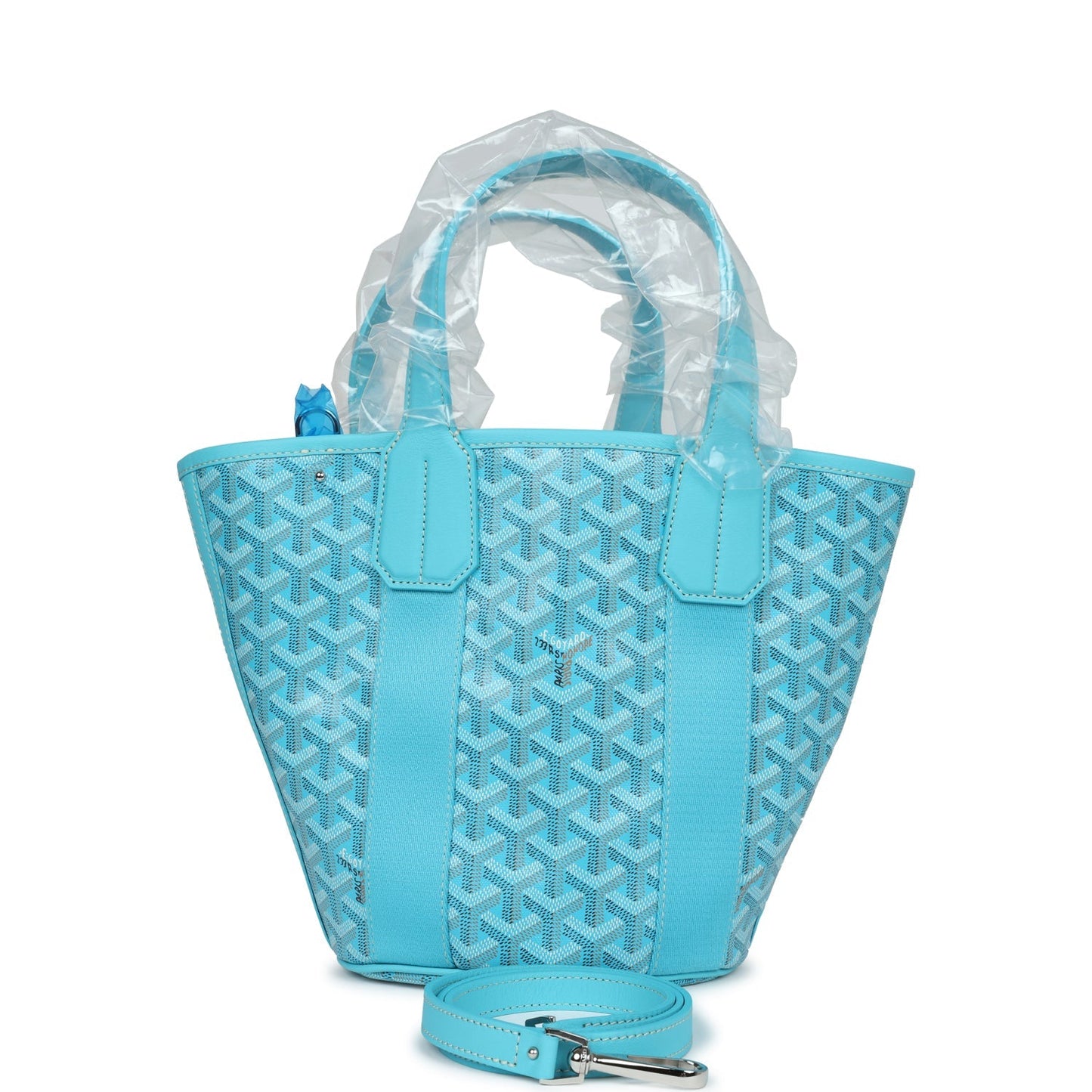 Goyard Goyardine Turquoise Belharra PM Tote Palladium Hardware