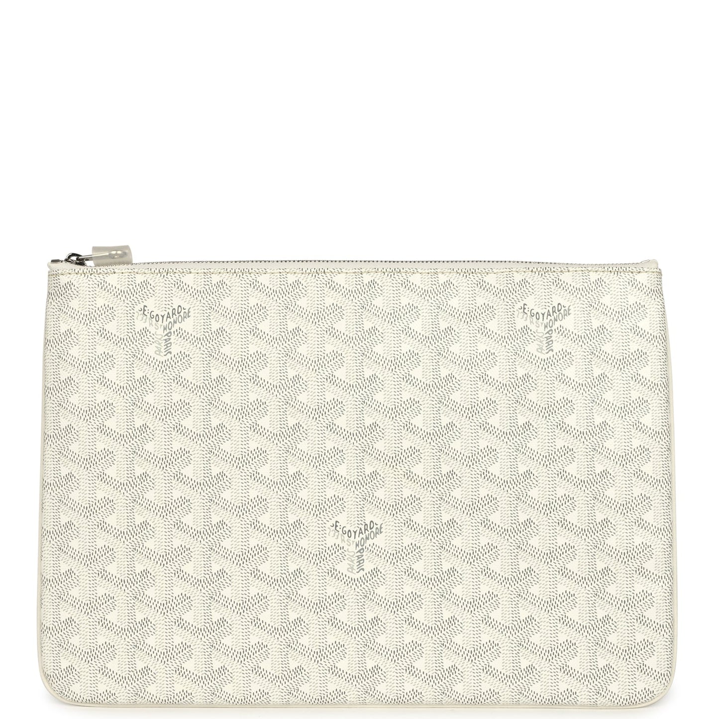 Goyard Goyardine White Senat MM Pouch Palladium Hardware